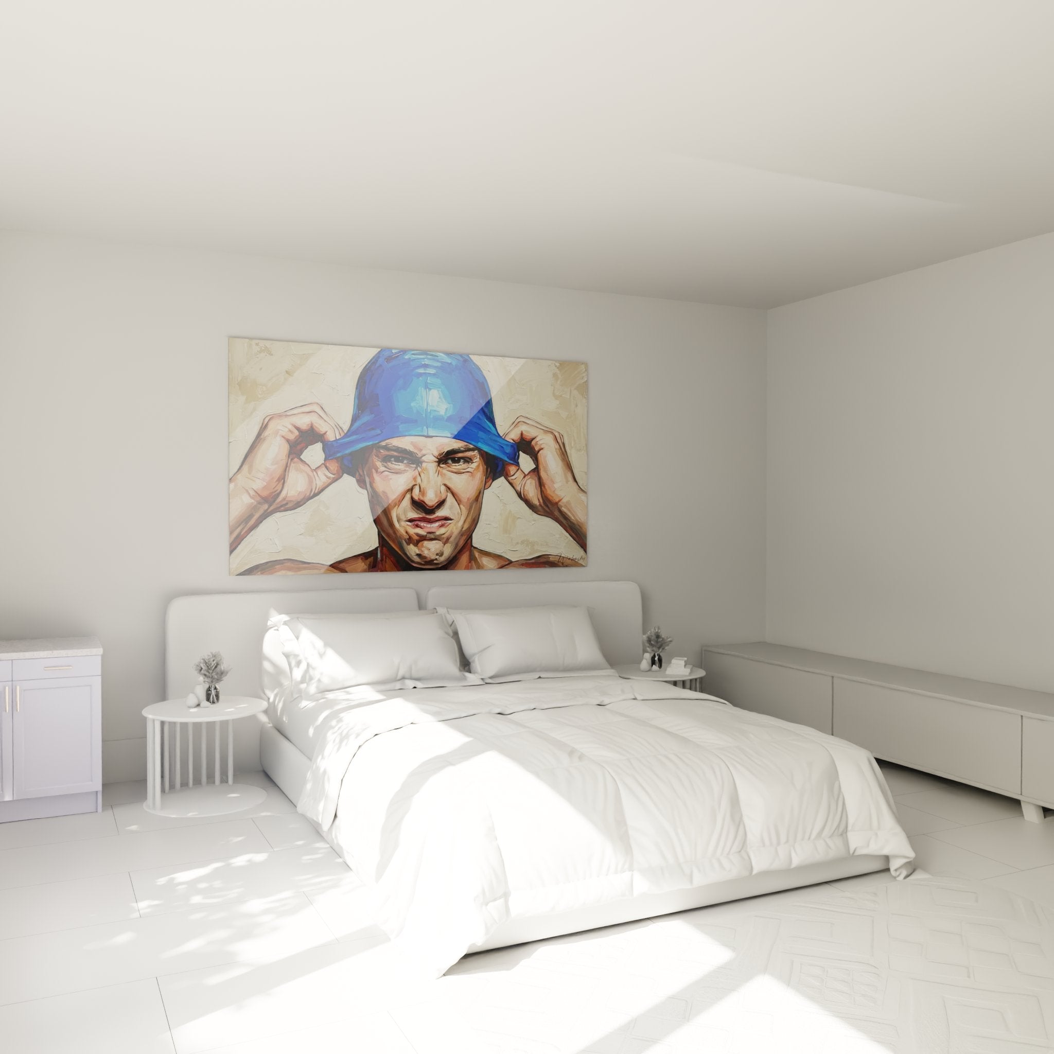Décoration chambre avec tableau nageur portrait, ambiance sportive et motivante pour amateur de natation