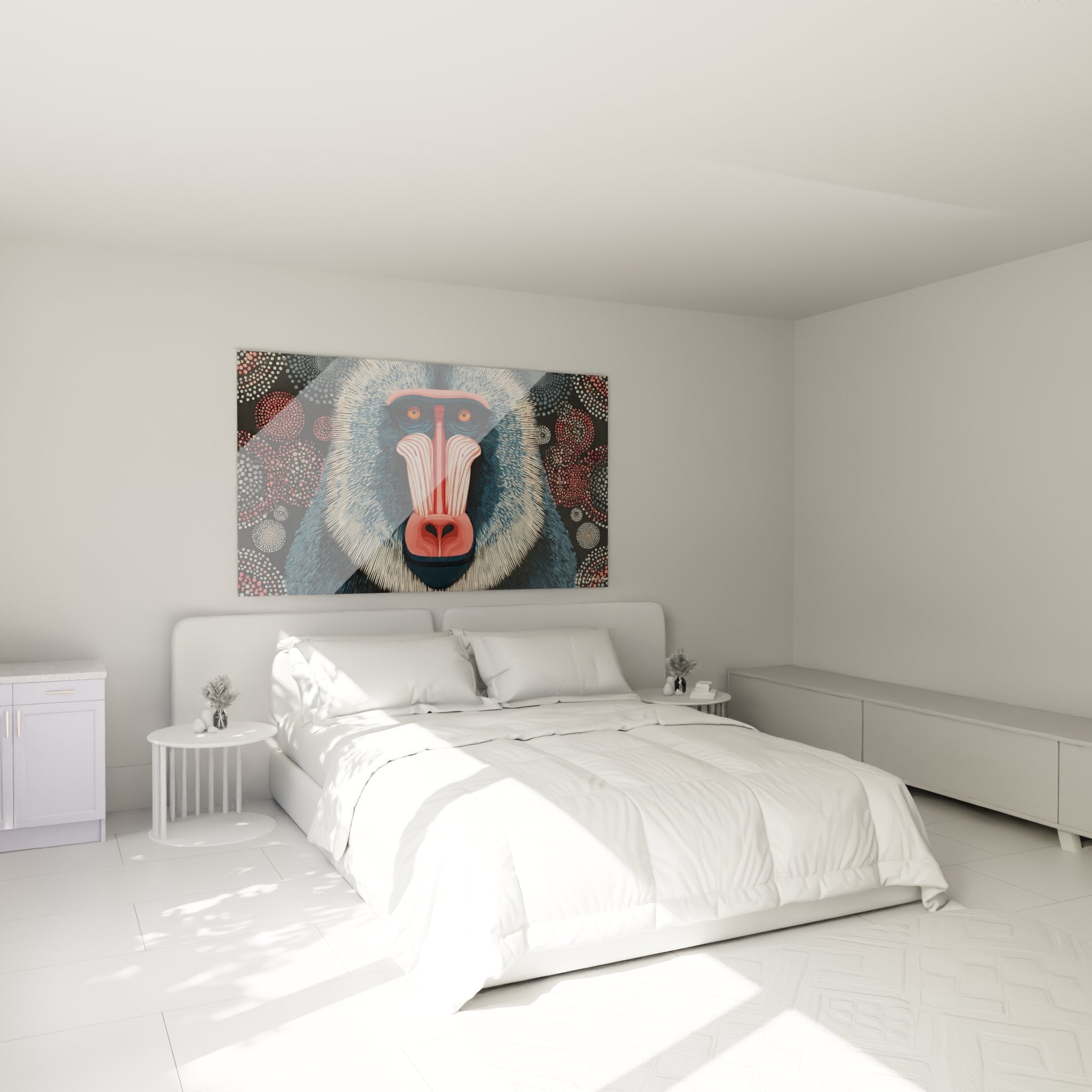 Décoration chambre avec tableau mandrill africain aux couleurs vives, art mural animalier moderne