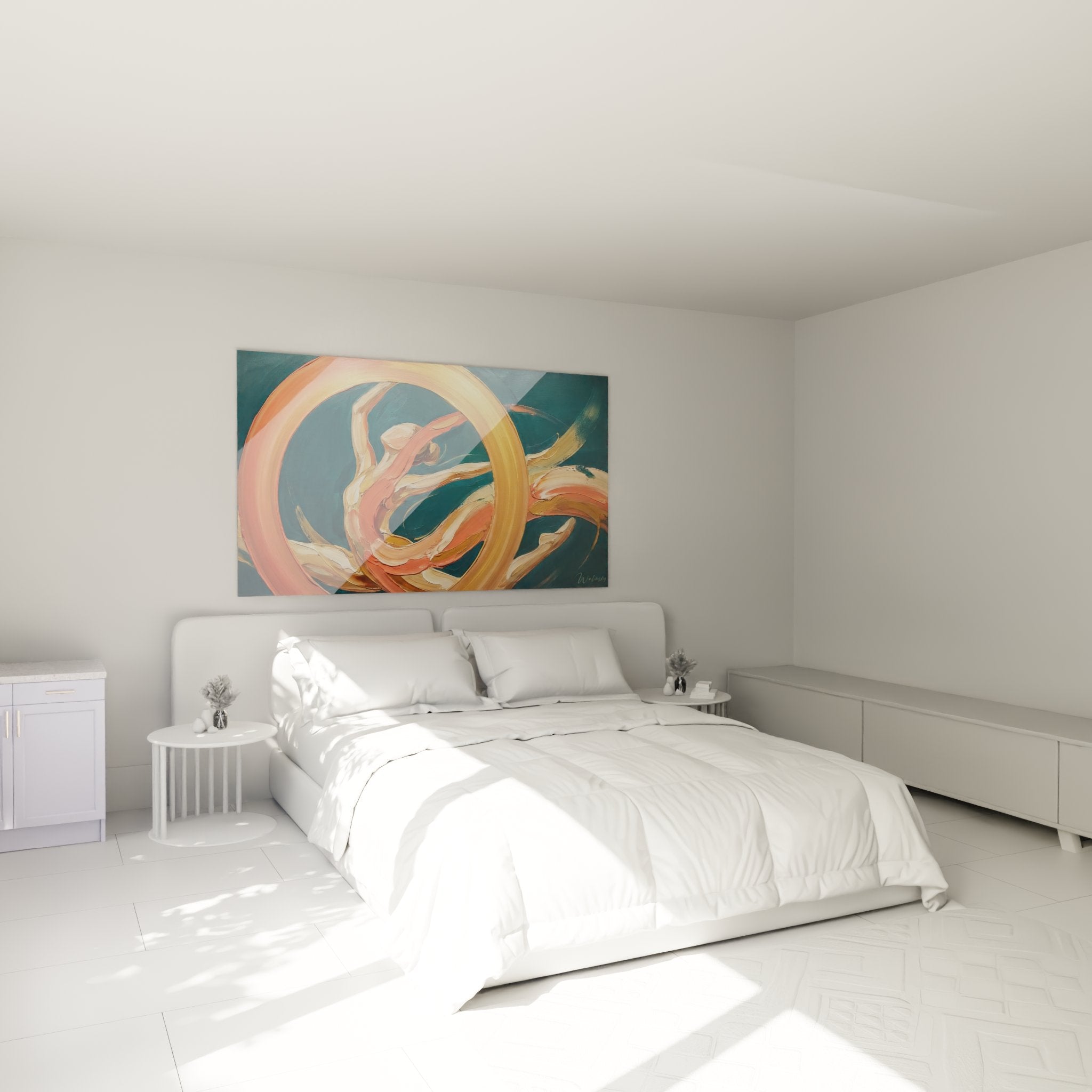 Décoration murale spirales artistiques dans chambre moderne style gymnastique