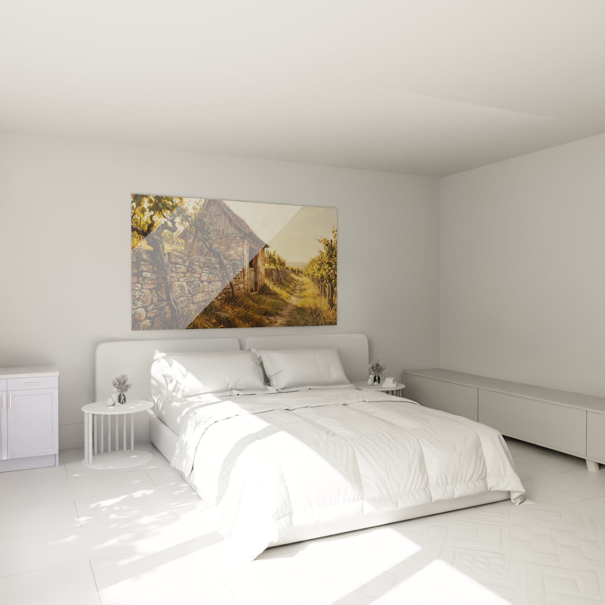 Decorazione murale capanna vignaiolo alsaziano in camera stile country chic con atmosfera calorosa