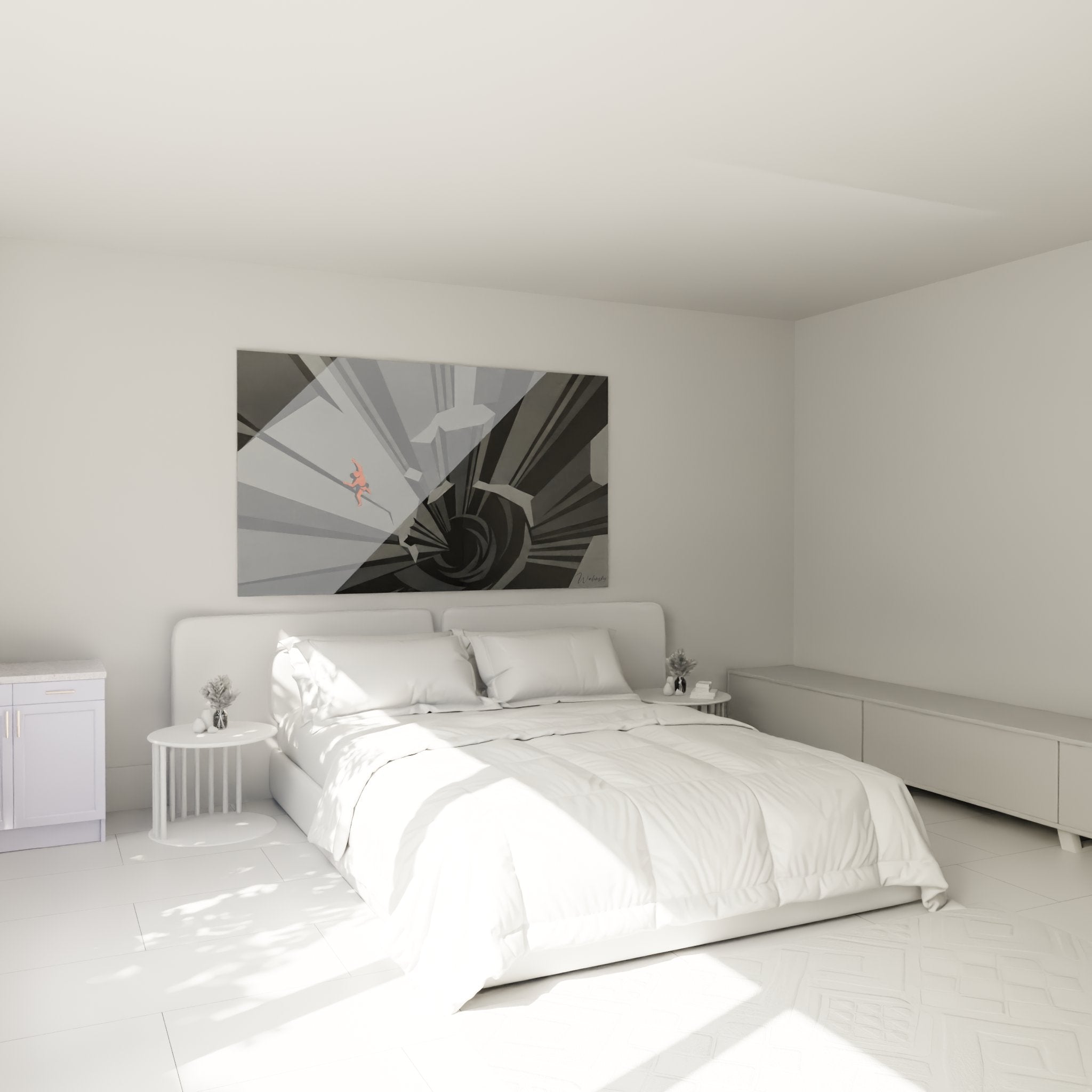 Tableau escalade géométrique décorant une chambre moderne - art mural contemporain grimpeur
