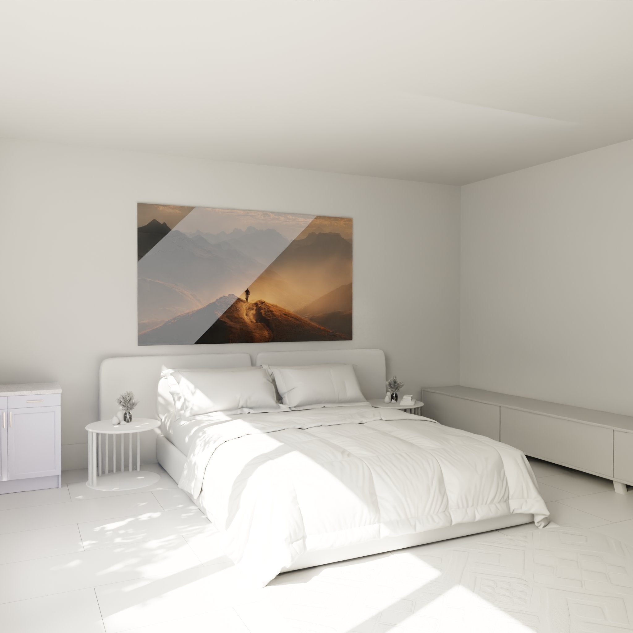 Tableau VTT montagne coucher soleil décorant chambre moderne ambiance chaleureuse