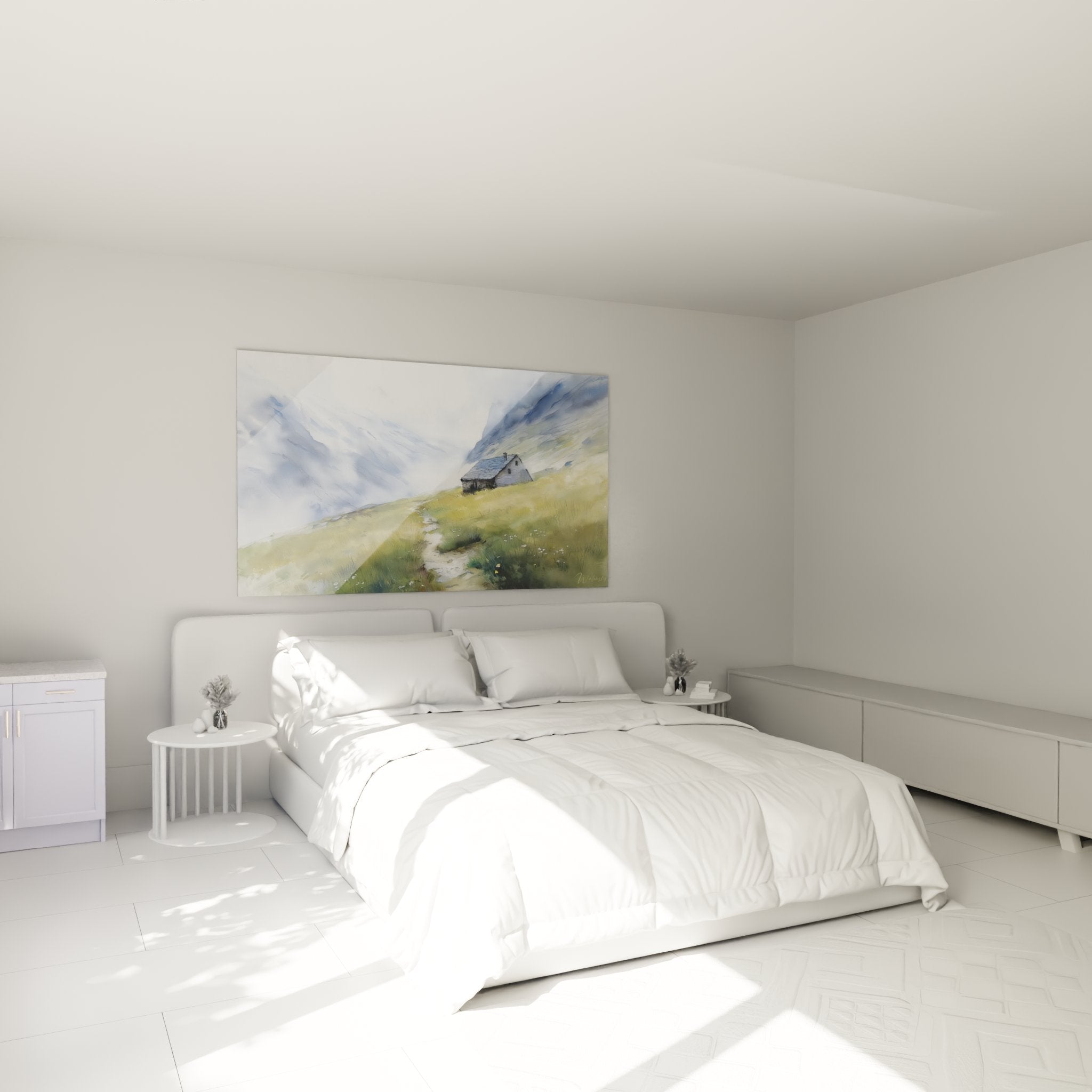 Décoration chambre tableau montagne Pyrénées refuge vallée ambiance apaisante nature