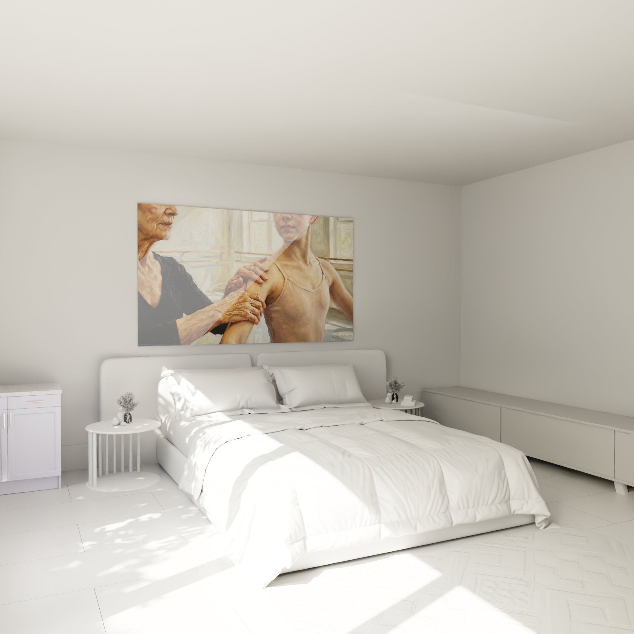Decorazione murale danza in camera da letto con quadro trasmissione artistica balletto rosa e bianco