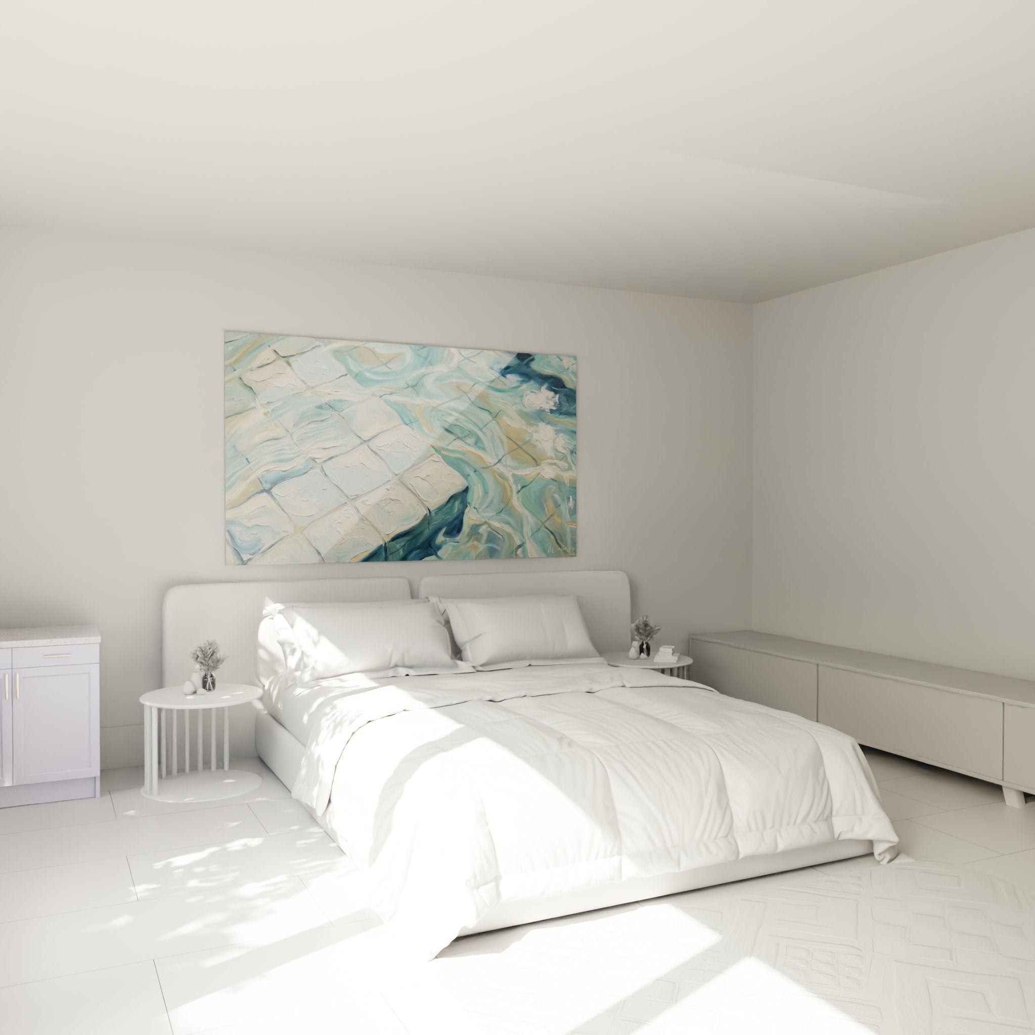 Decoration murale chambre tableau piscine reflets aquatiques ambiance zen relaxante natation