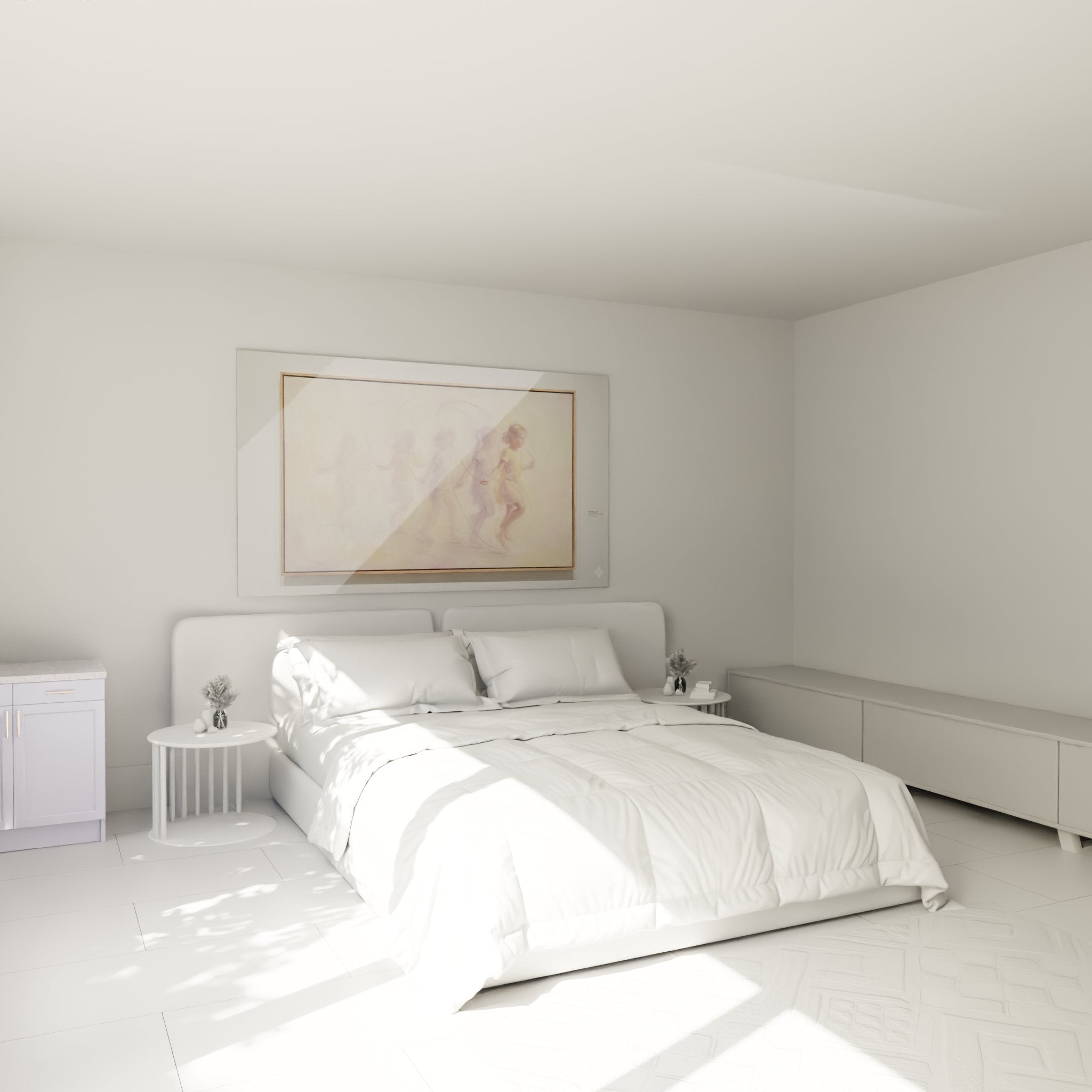 Tableau enfants corde à sauter aquarelle installé dans chambre d'enfant décoration murale douce