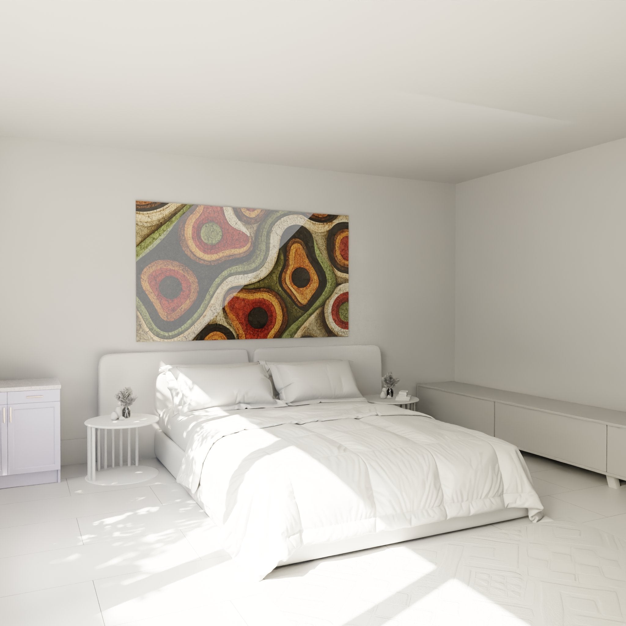 African abstract wall art bedroom decoration organic patterns warm earthy tones modern ambiance