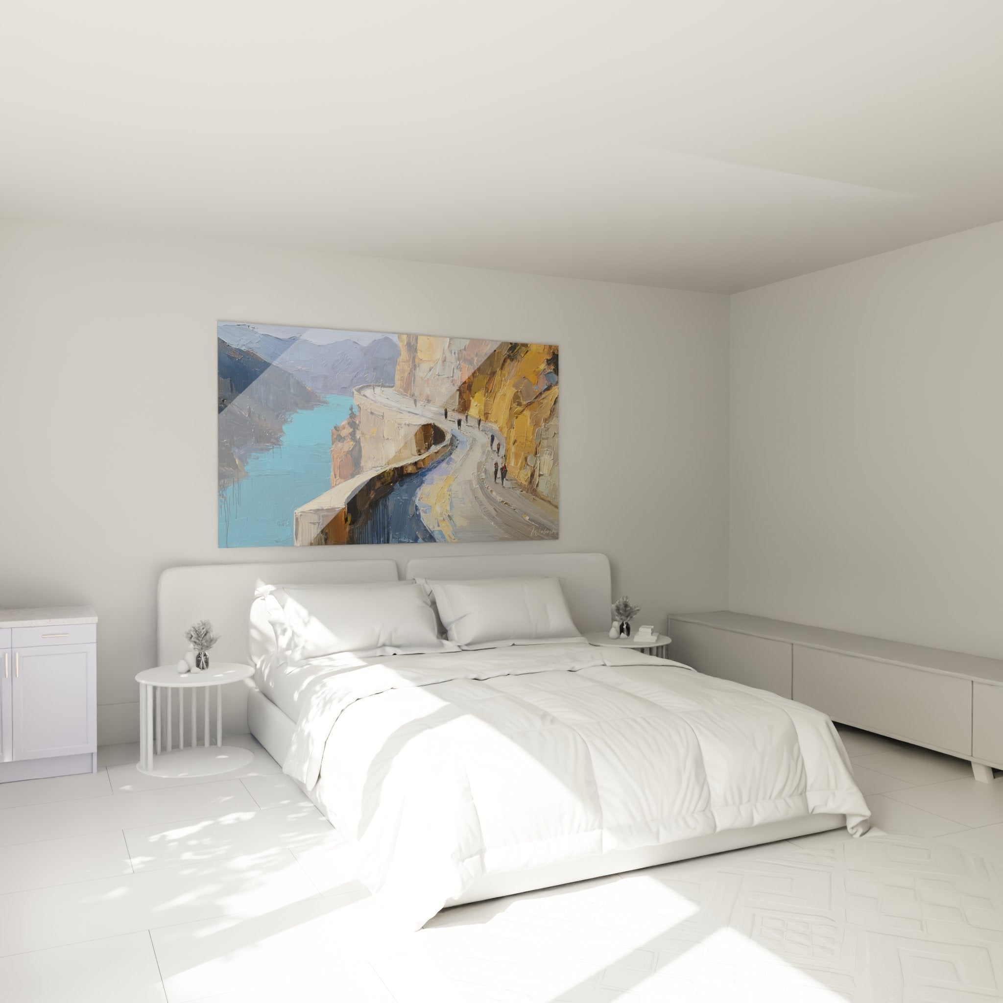 Decoration murale tableau route Gorges Verdon dans chambre moderne, ambiance naturelle et apaisante