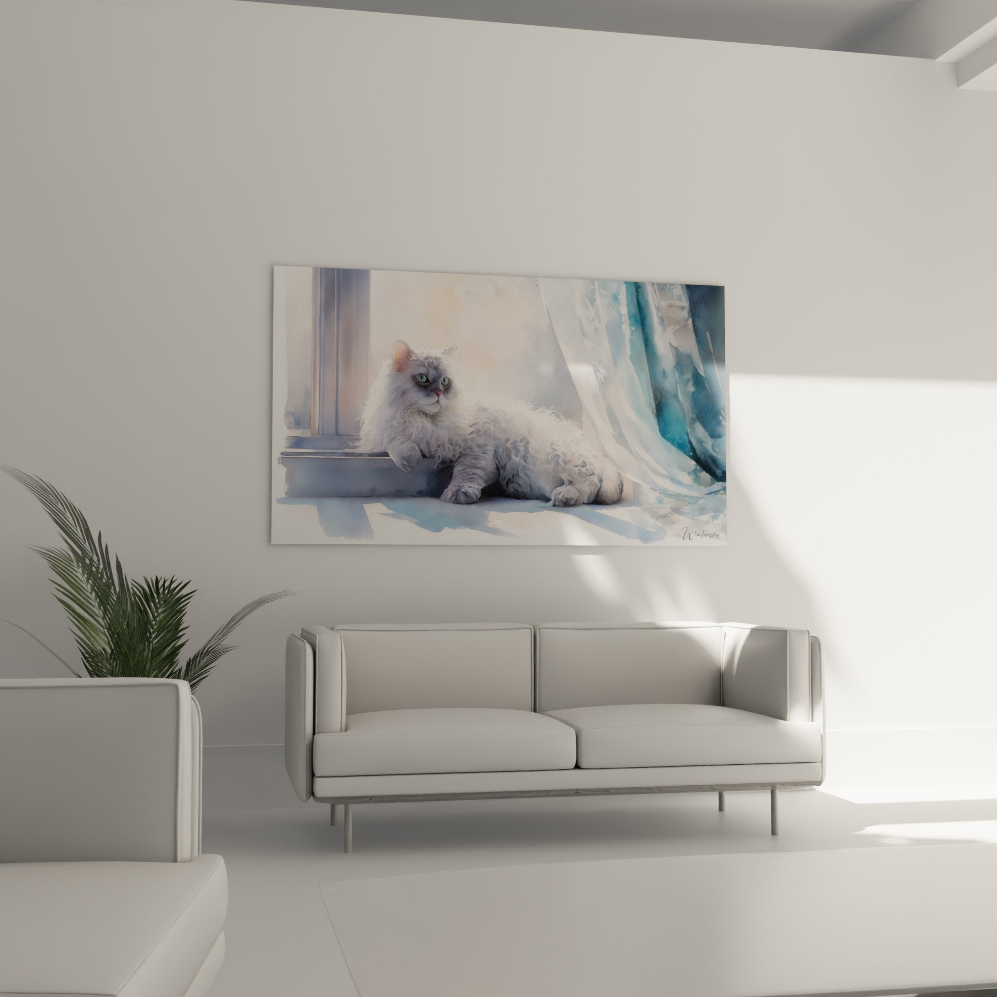 Gros plan tableau chat Selkirk Rex montrant détails pelage bouclé et expression sereine yeux verts