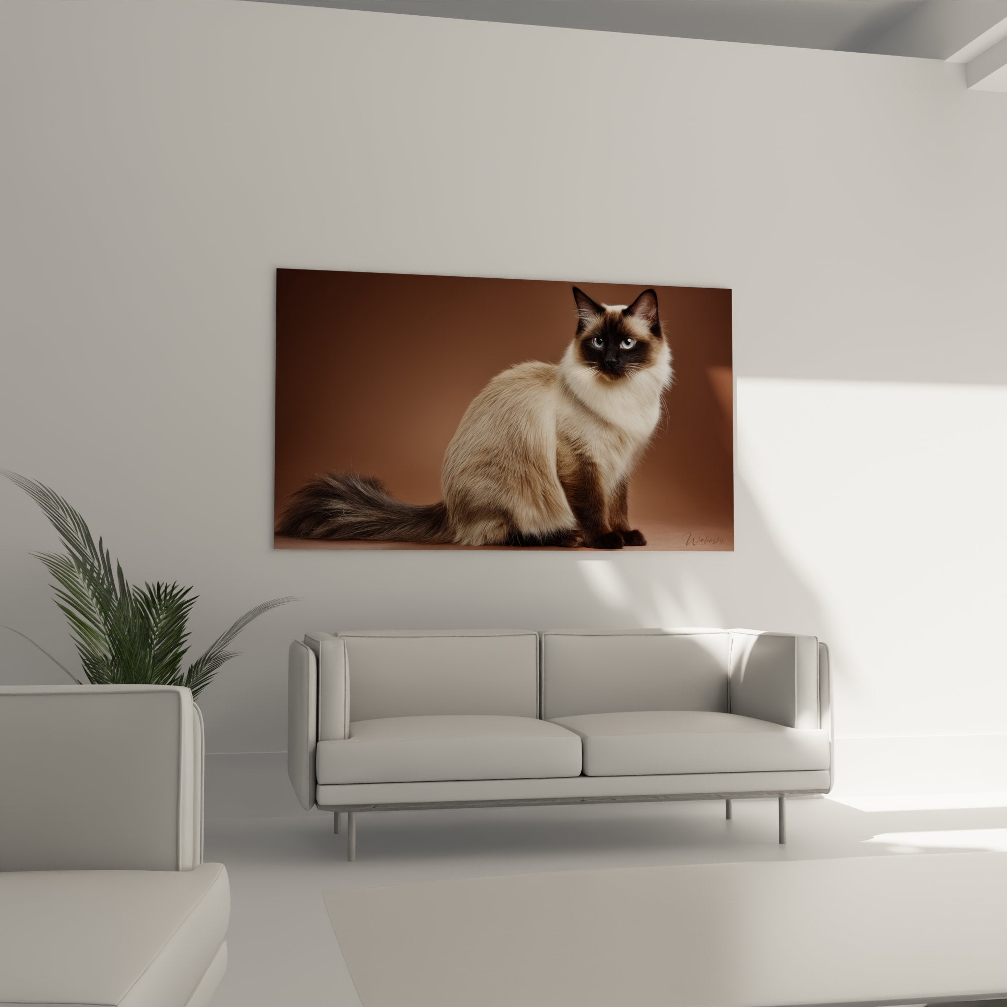 Gros plan sur chat Balinais majestueux montrant détails pelage soyeux et yeux bleu saphir perçants