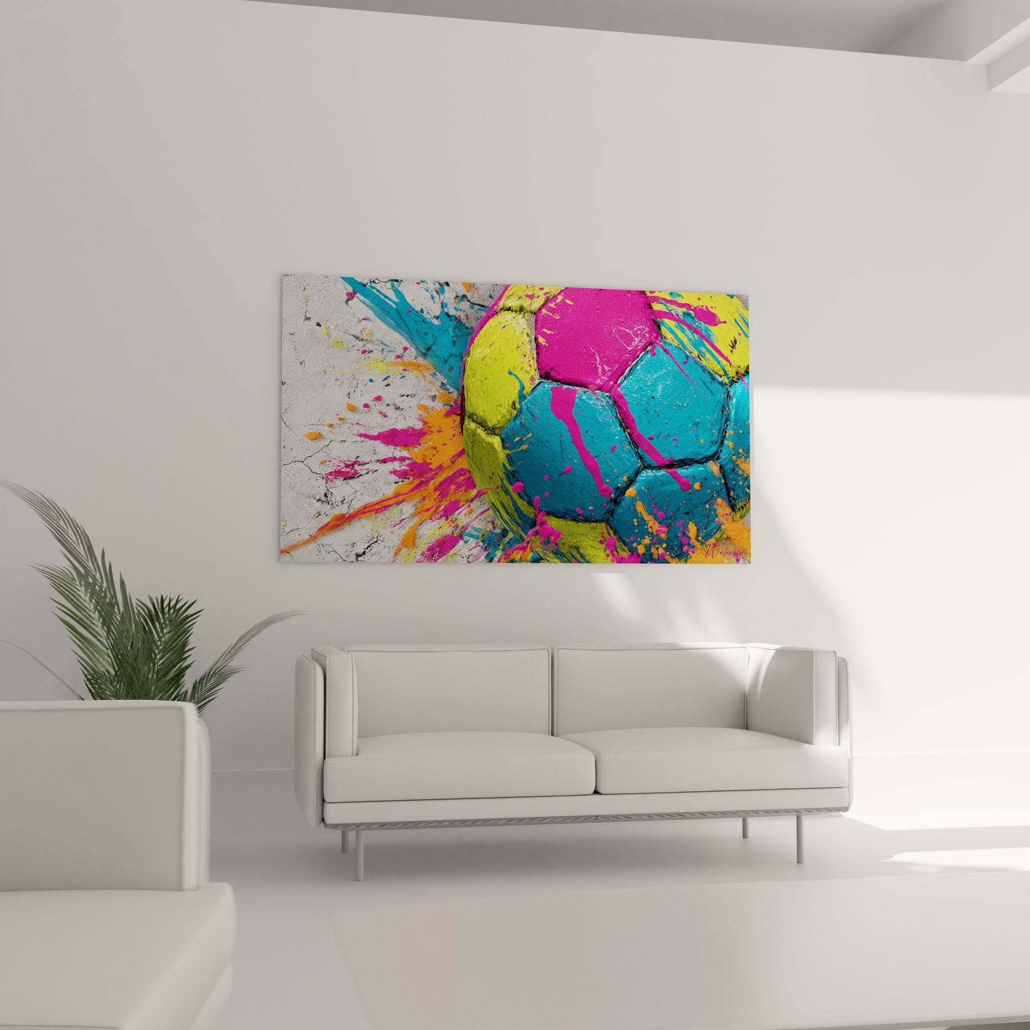 Détail rapproché ballon football artistique texture peinture éclaboussures couleurs vives art contemporain