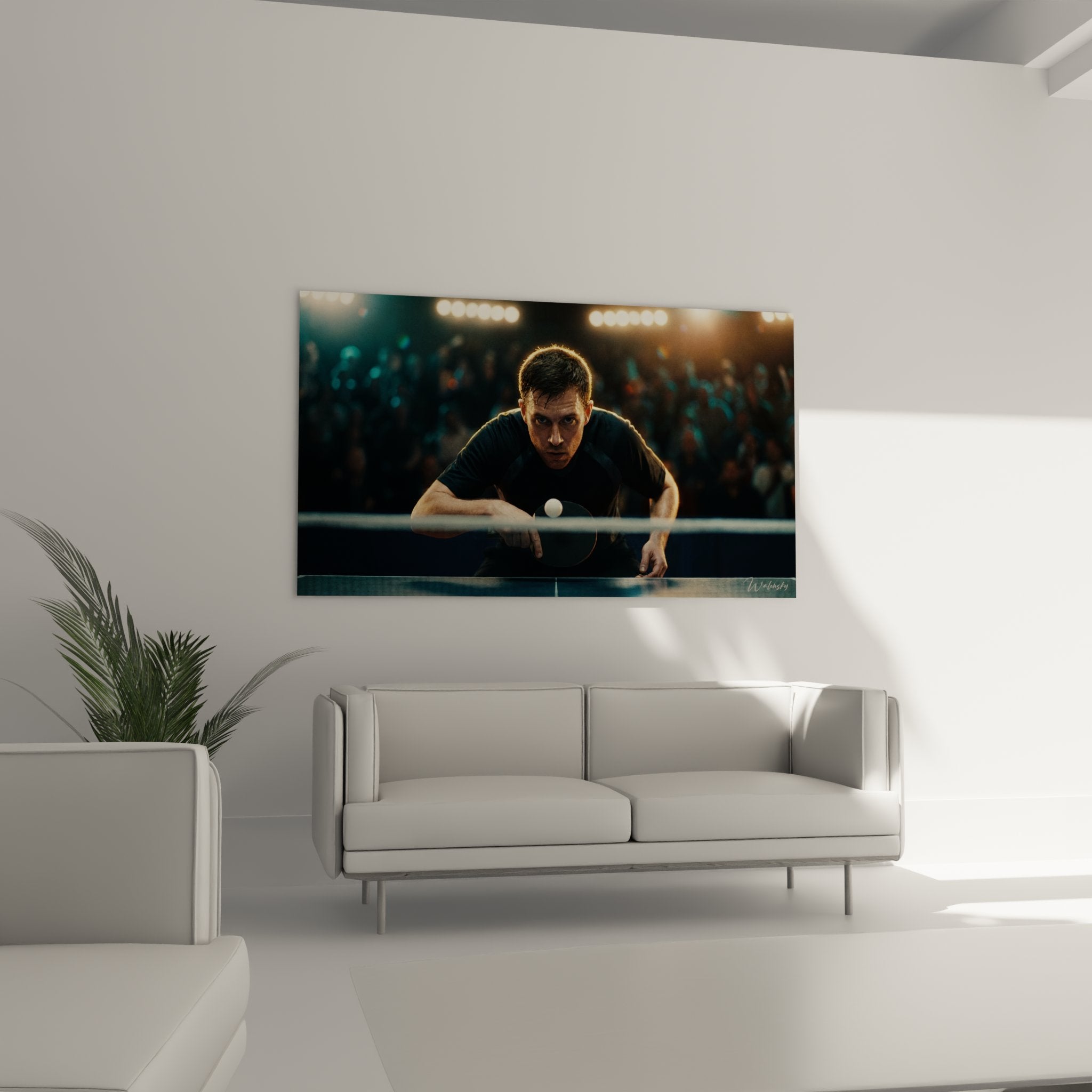 Gros plan sur tableau tennis de table montrant l'intensite et determination du joueur professionnel