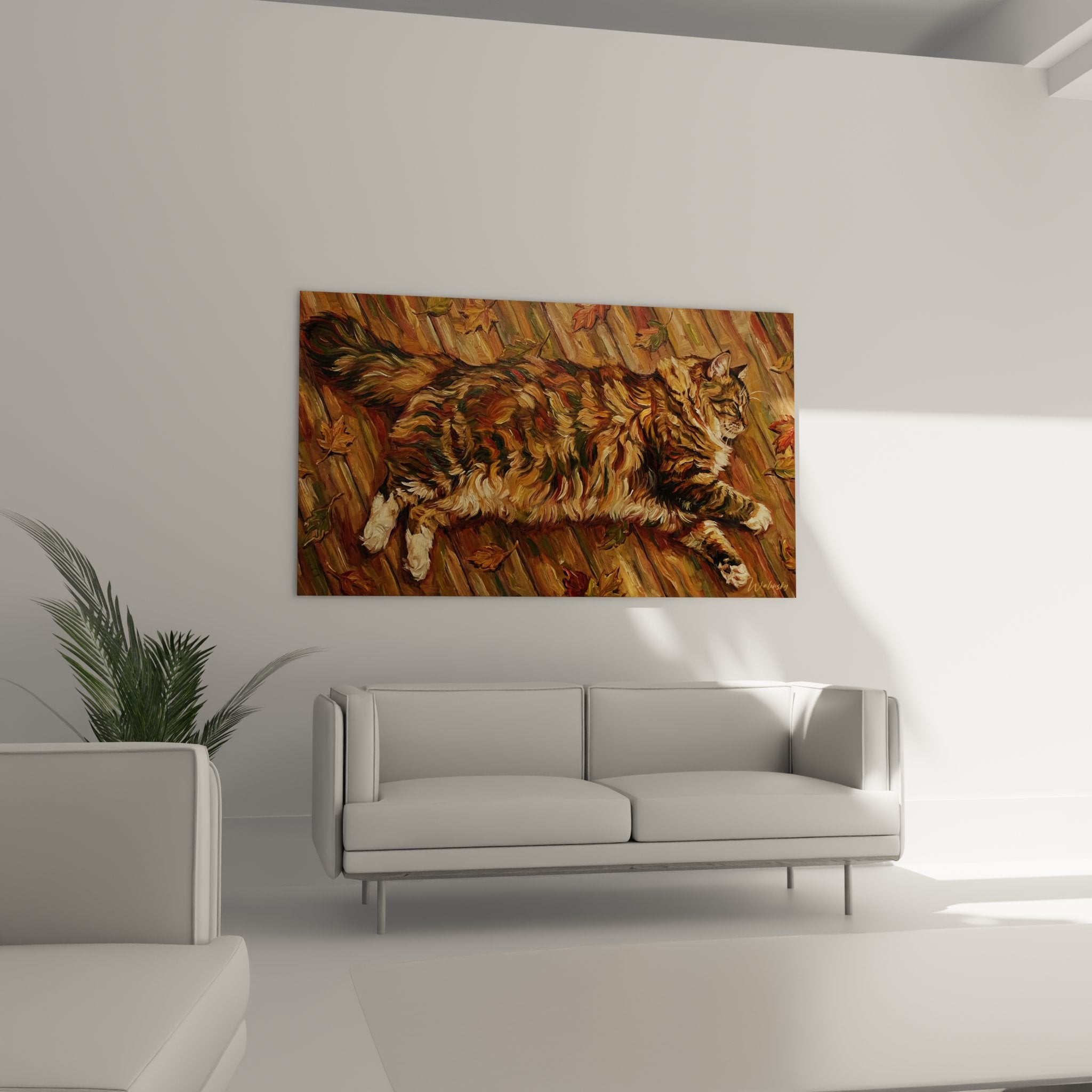 Primo piano dettagliato del morbido mantello del gatto Ragamuffin, tecnica pittorica texturizzata con sfumature ramate