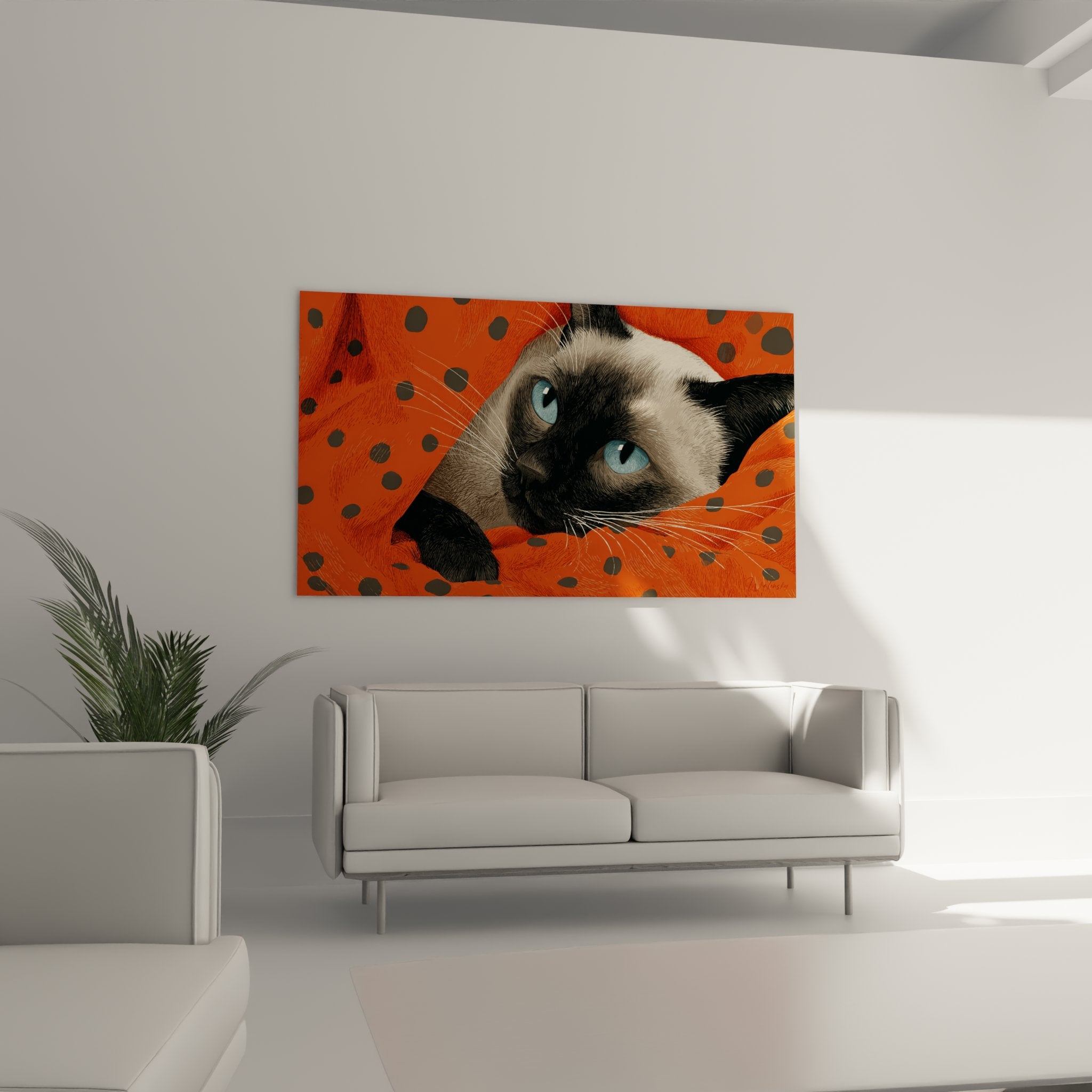 Primo piano ritratto gatto siamese con occhi blu turchese, dettagli del manto e espressione felina artistica