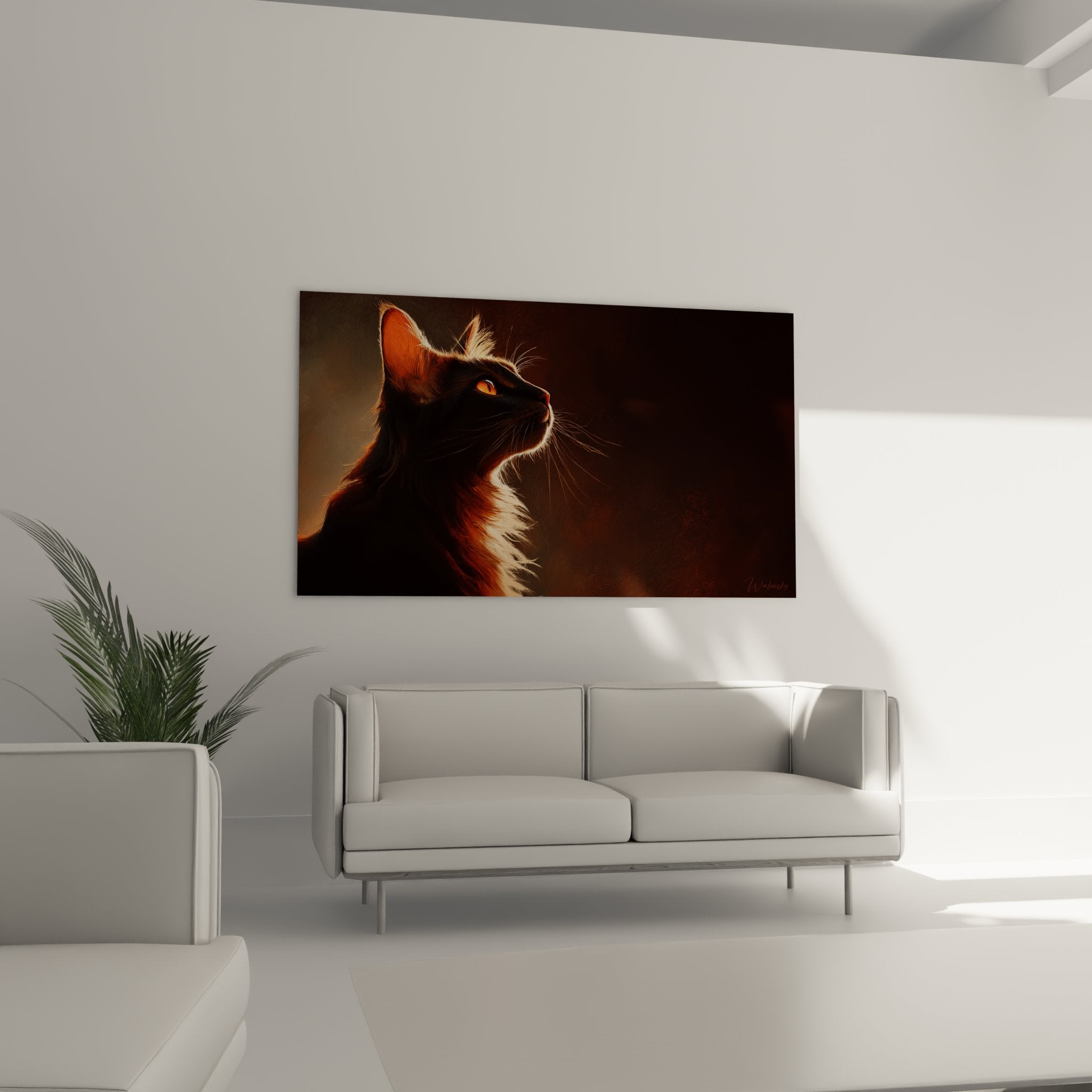 Detail Gemälde Somalische Katze rotes Fell bernsteinfarbenes Auge Schnurrhaare hochwertige Tierkunst