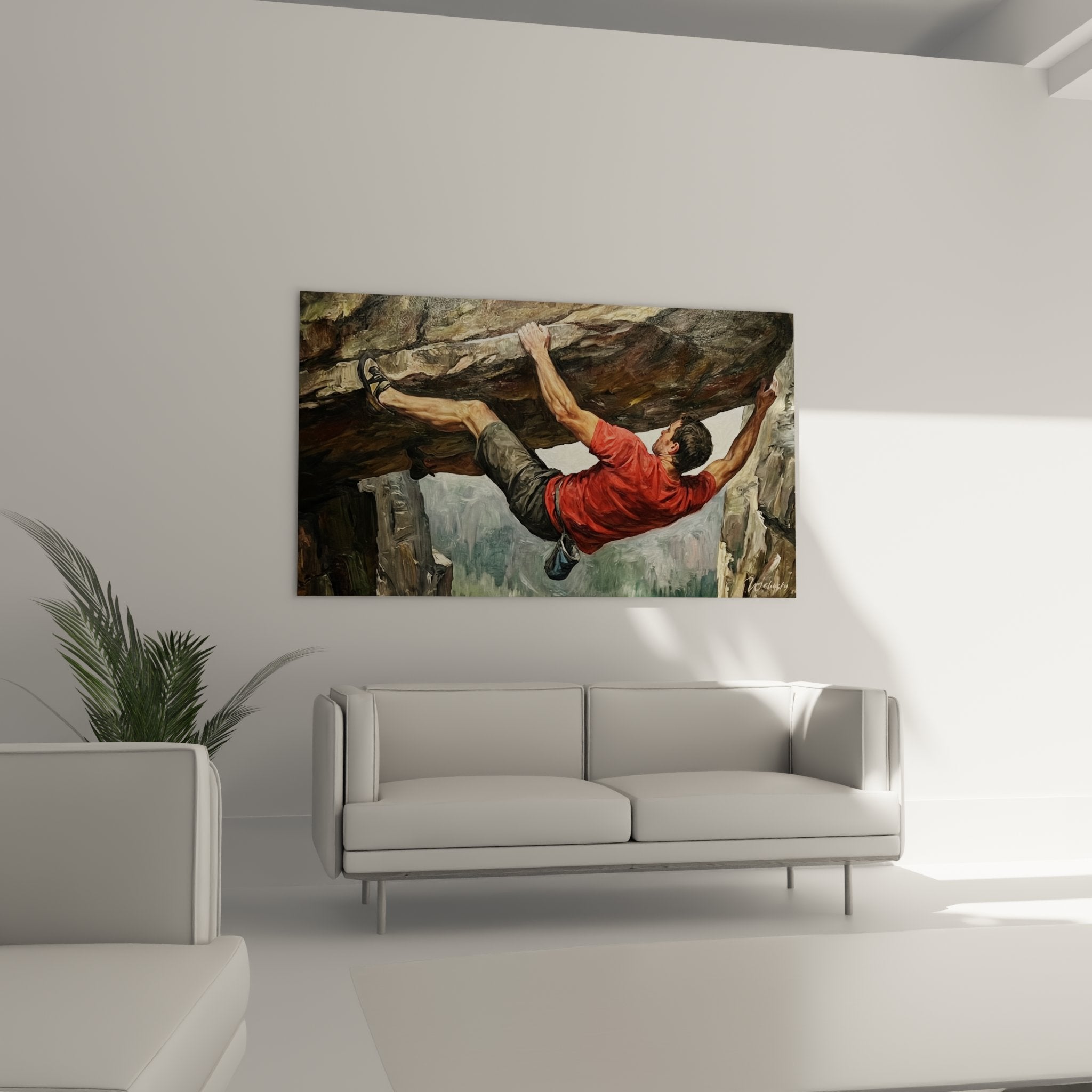 Detail peinture escalade technique artistique grimpeur falaise texture couleurs realisme