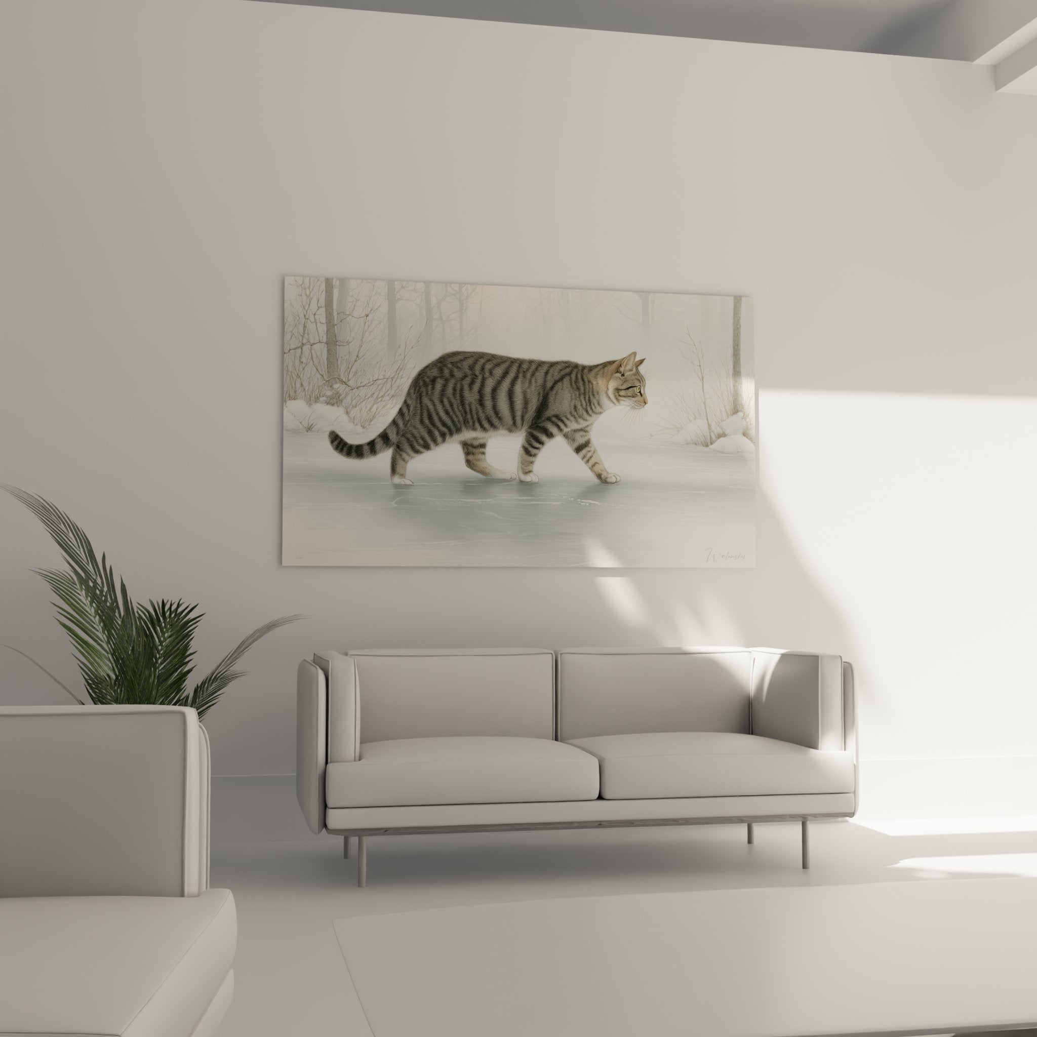 Gros plan tableau chat European Shorthair tigré, détails pelage et expression féline réaliste
