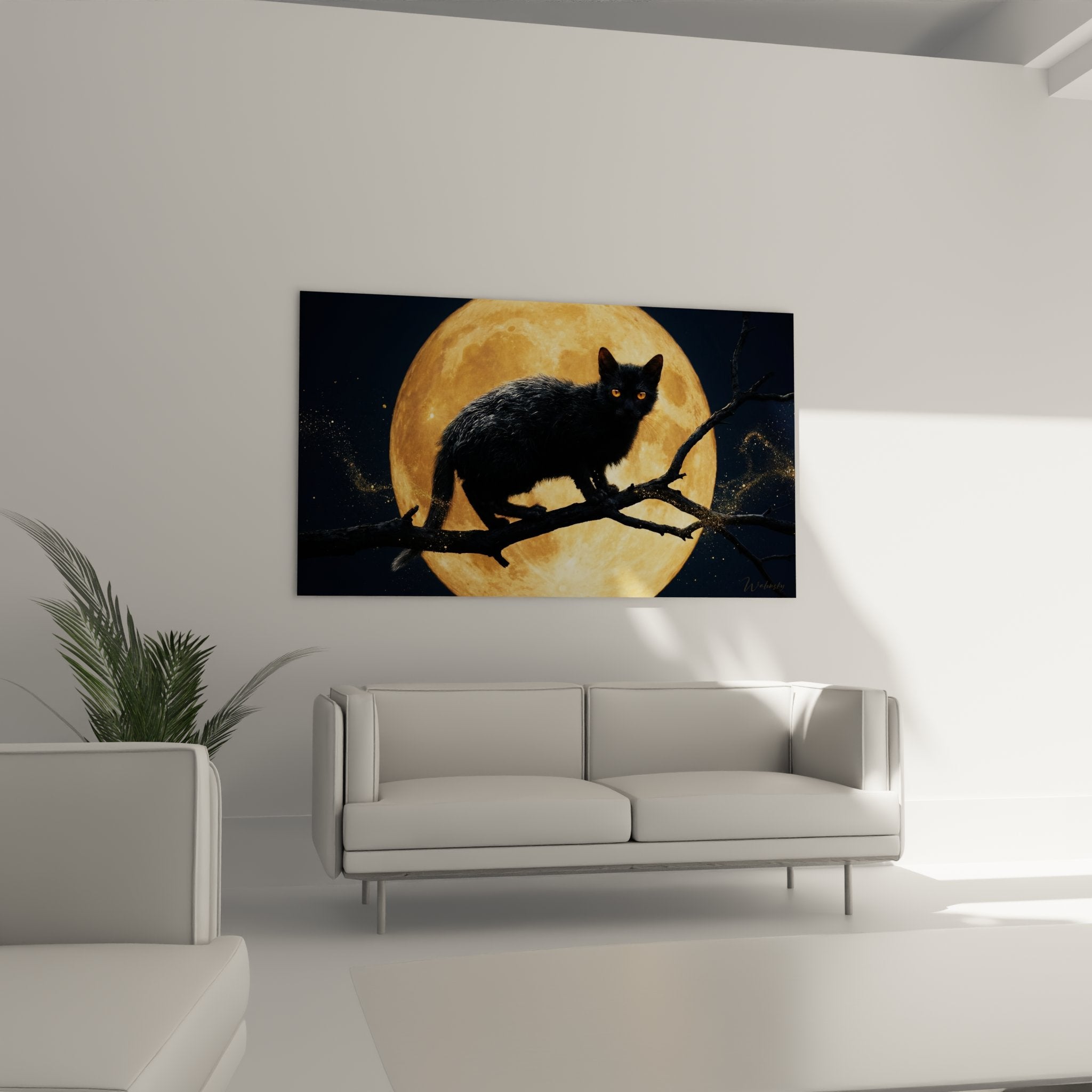 Dettaglio primo piano gatto nero sguardo dorato intenso, texture mantello realistica arte felina