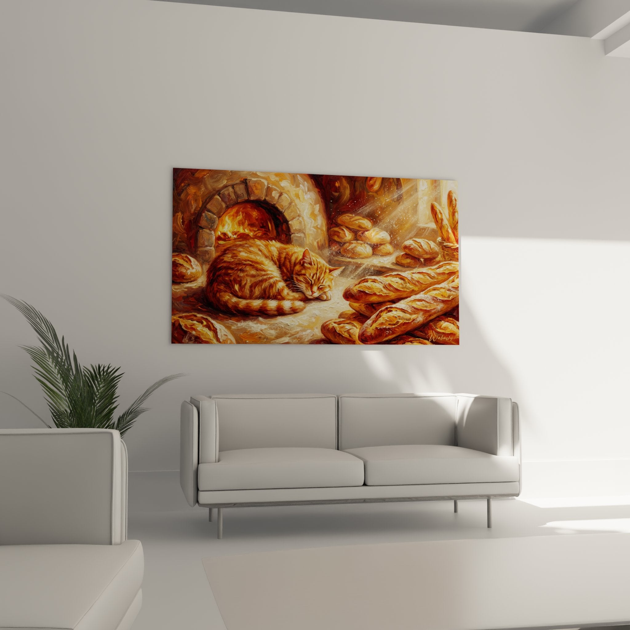 Detailaufnahme Gemälde europäische Kurzhaarkatze rot realistische Pelztextur handwerkliche Bäckerei