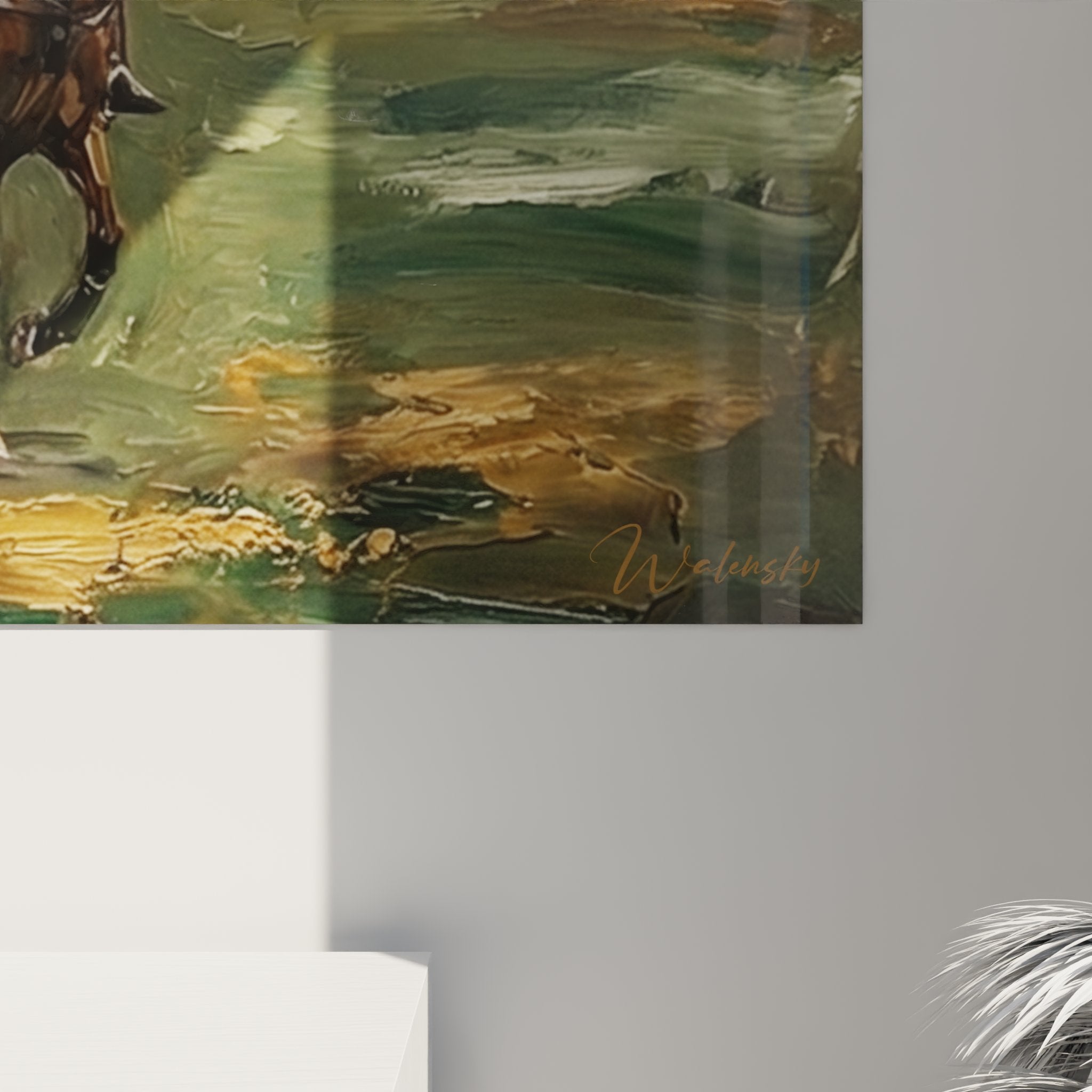 Vue d'ensemble tableau mural polo cavaliers équitation sport élégant décoration intérieure