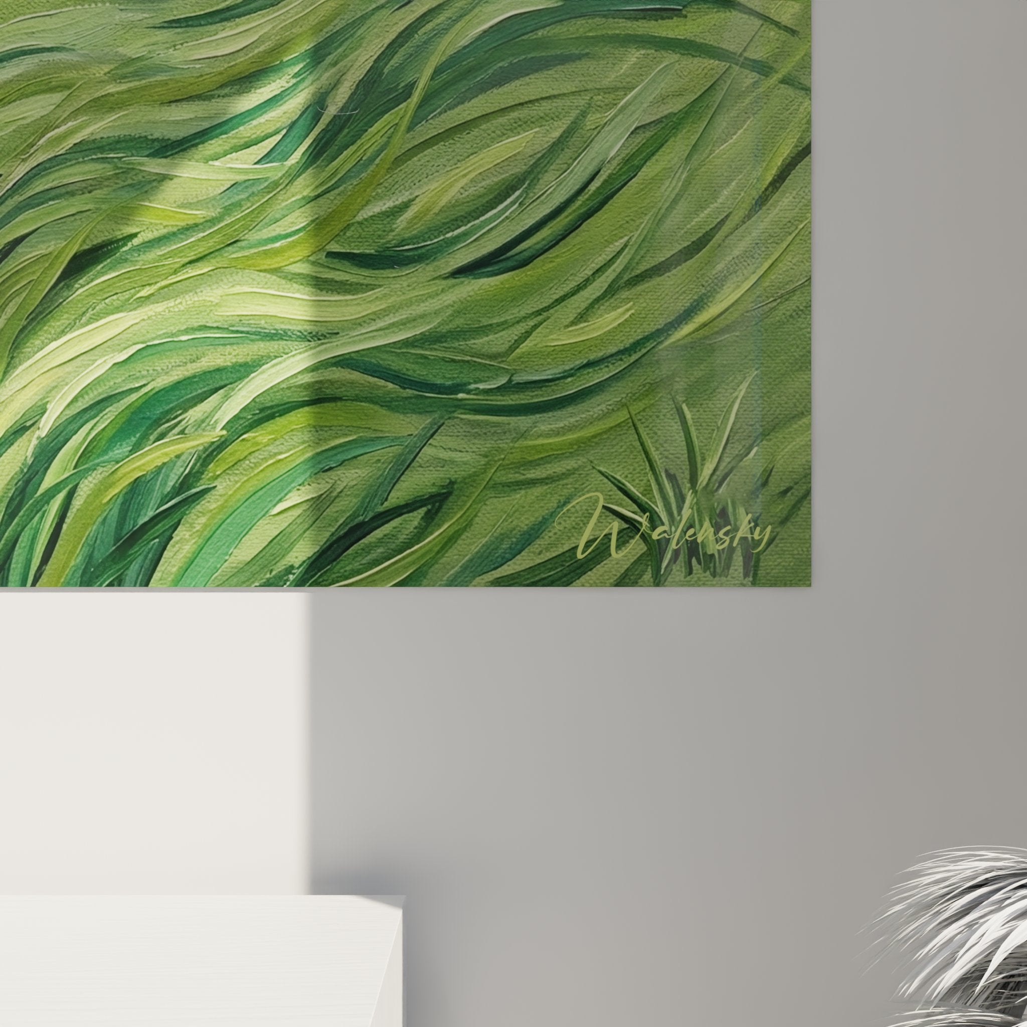 Vue d'ensemble tableau golf artistique Van Gogh, golfeur swing tourbillons verts décoration murale