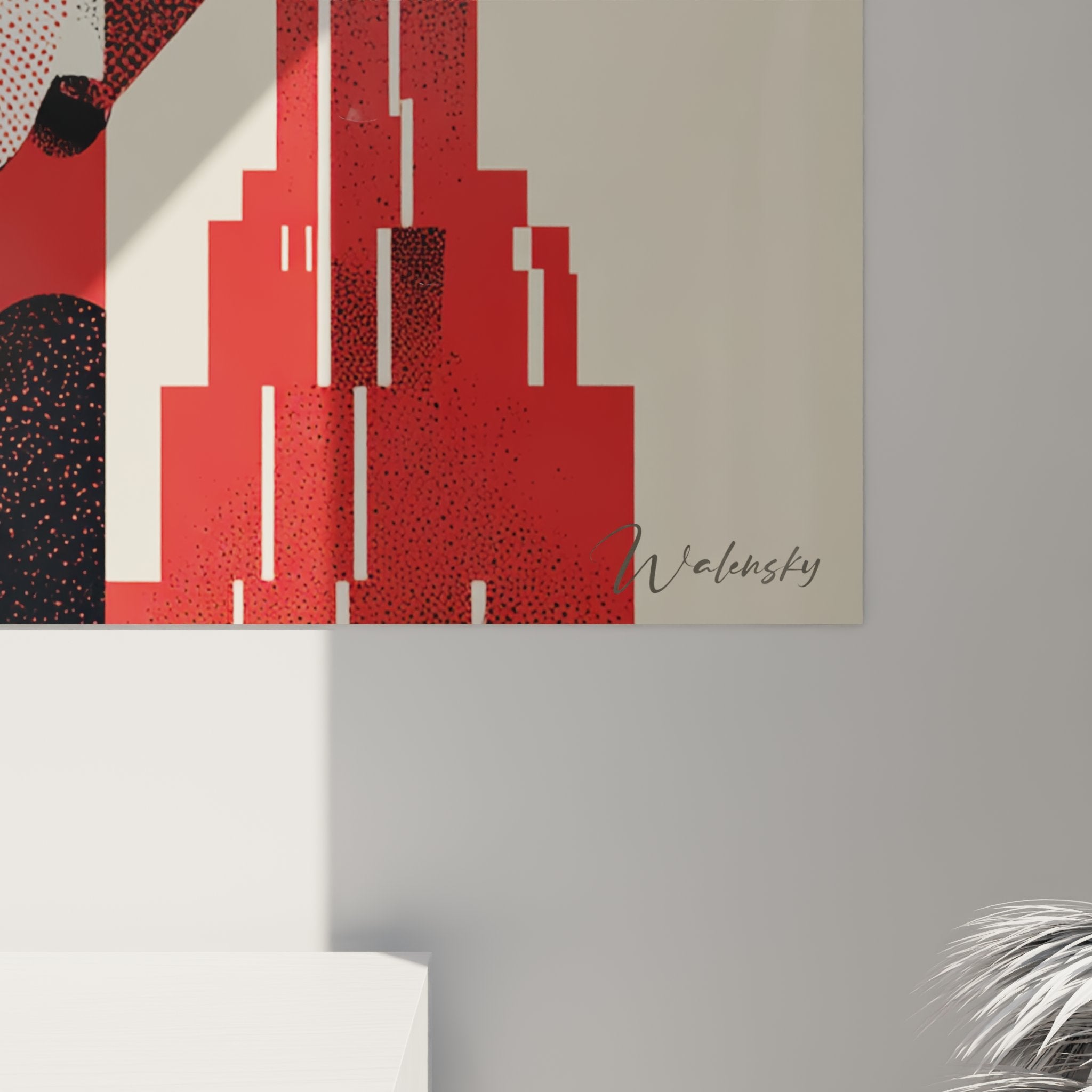 Vue ensemble tableau mural art deco femme glamour lunettes rouges decoration moderne vintage