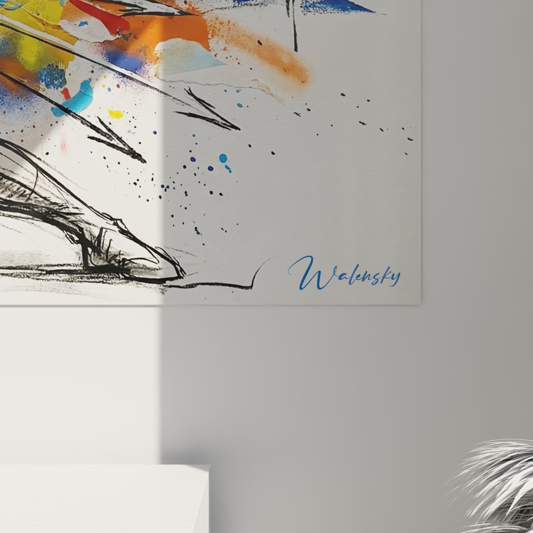 Vue d'ensemble tableau archer dynamique, œuvre d'art moderne tir à l'arc décoration murale design