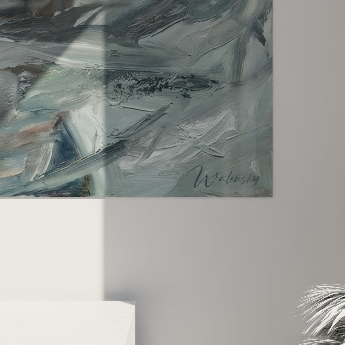 Vista d'insieme quadro murale donna acquatica decorazione interno pittura moderna blu artistic wall art