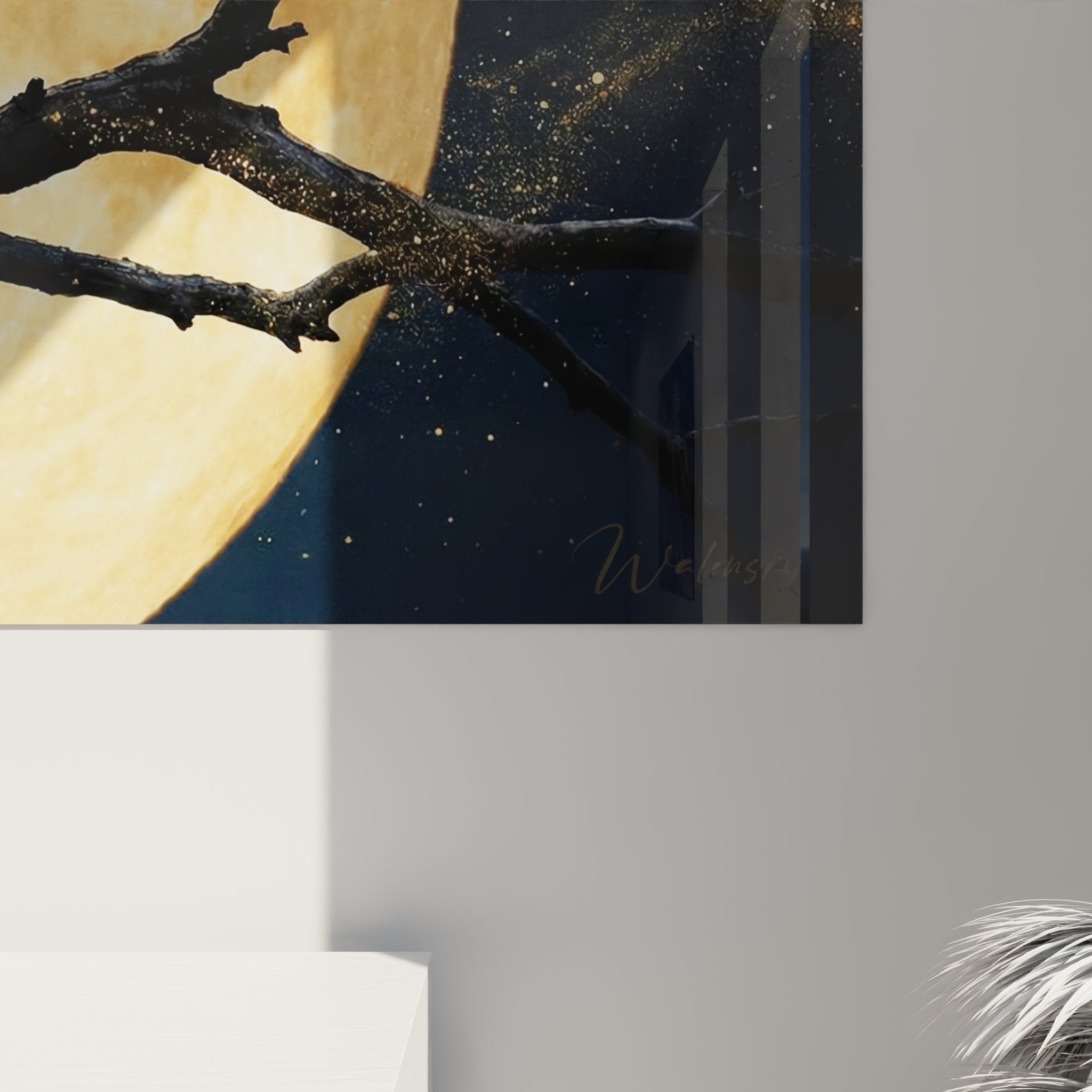 Vista generale quadro murale gatto mistico luna, decorazione d'interni stile gotico moderno