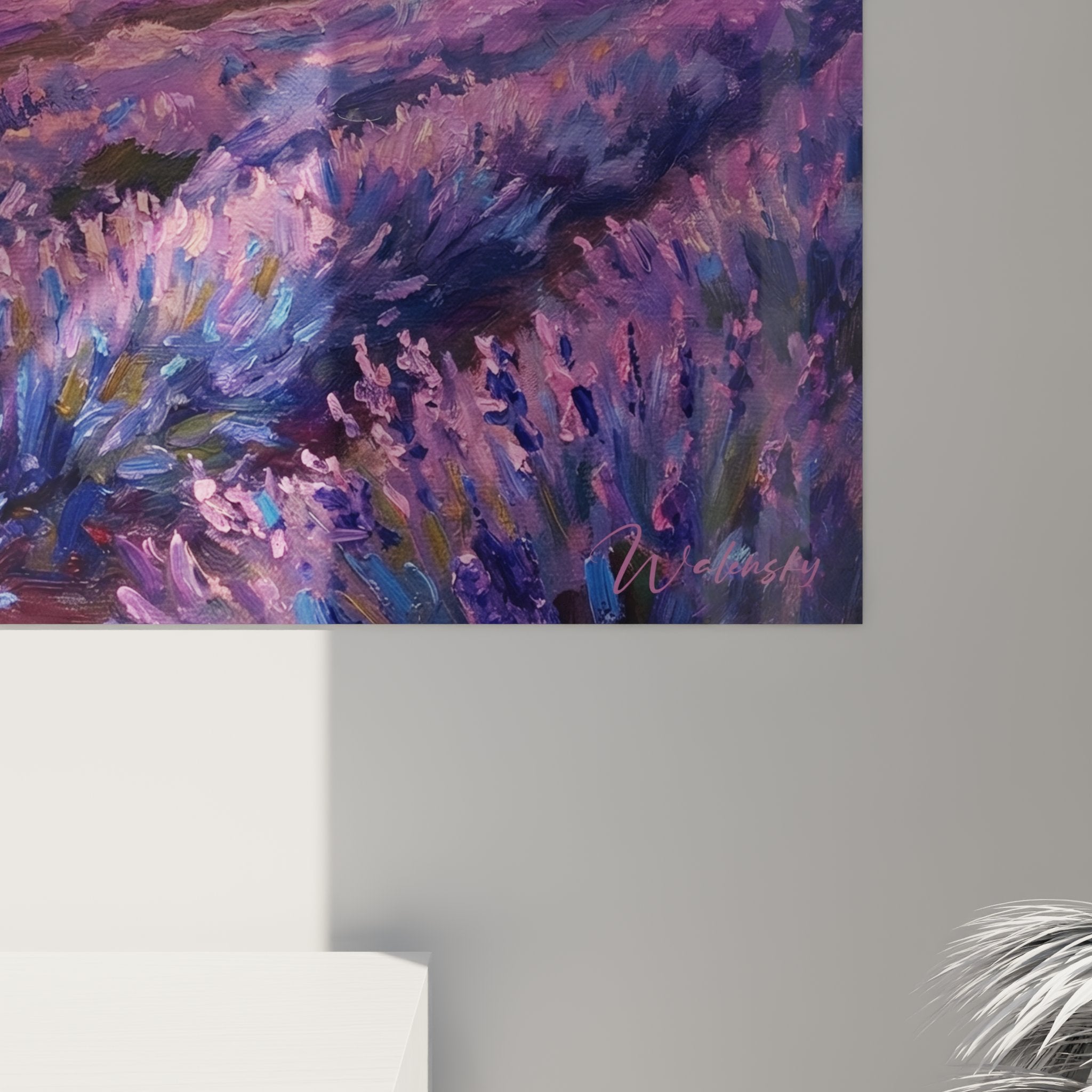 Vue ensemble tableau mural VTT Provence lavande decoration interieur modern art cyclisme nature