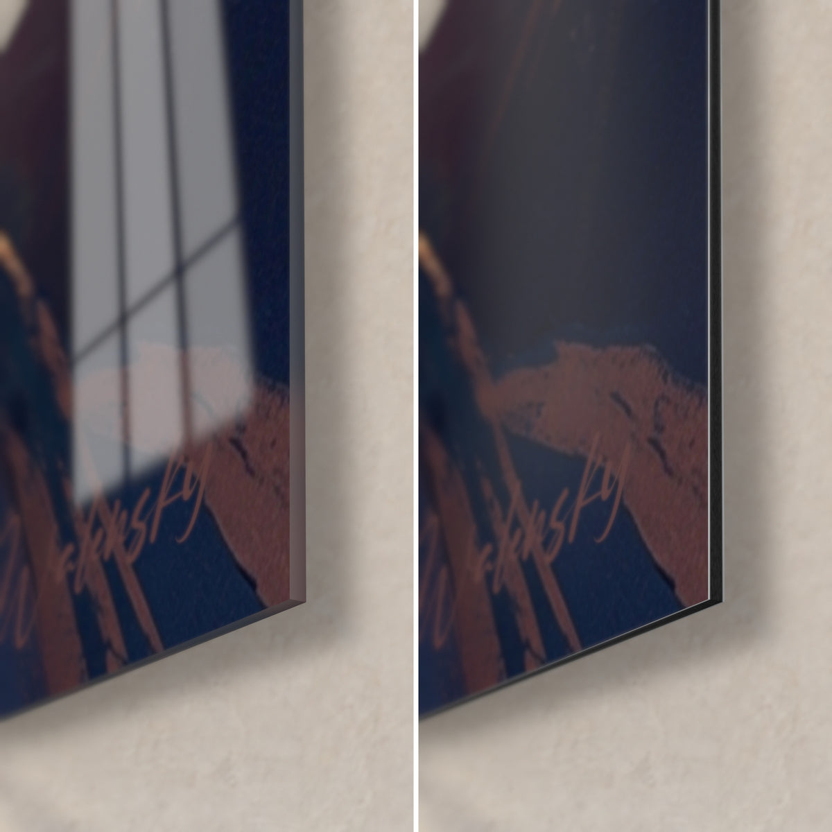 Quadro scalatore in silhouette sulla cresta, angolo in basso a destra in vetro acrilico lucido e alluminio Dibond opaco, spessore 3 mm