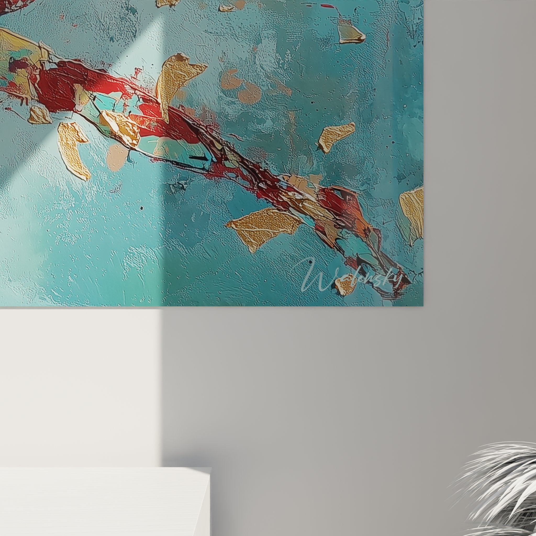 Vue d'ensemble tableau cirque trapéziste, œuvre d'art murale pour décoration intérieure contemporaine