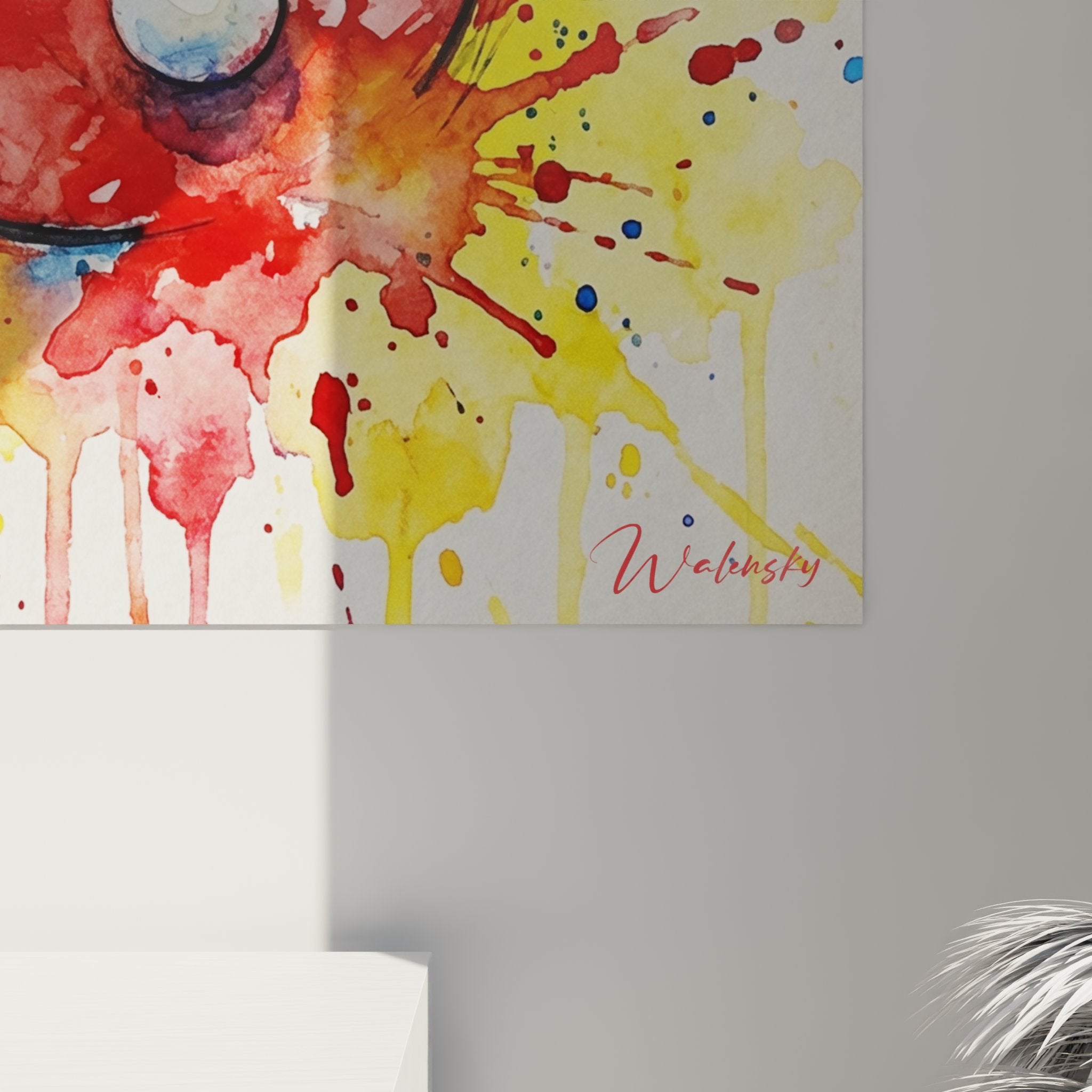 Vue ensemble tableau ping pong artistique explosion couleurs décoration murale sport moderne