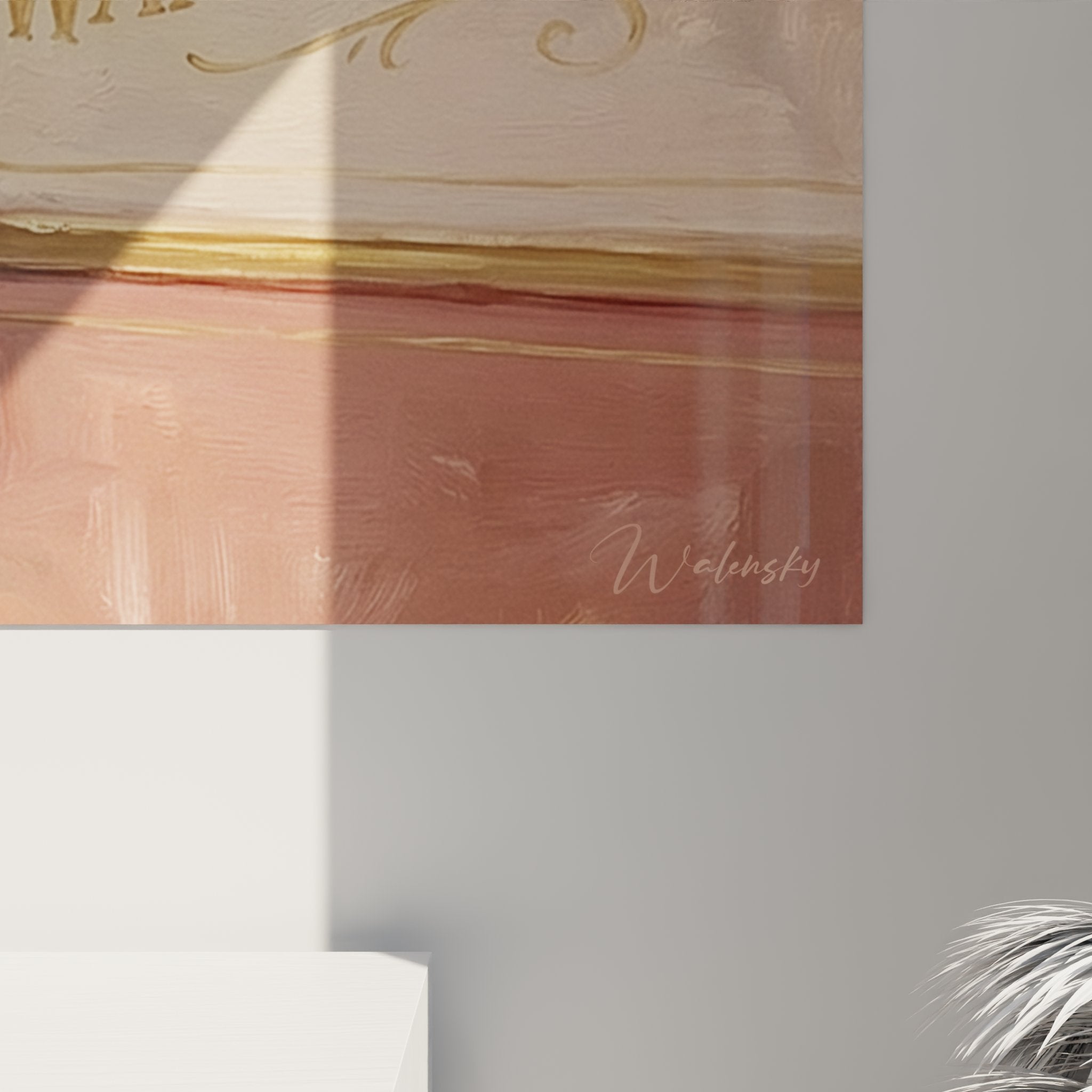 Vue d'ensemble tableau caravane vintage The Wanderlust, art mural style bohème tons roses pastels