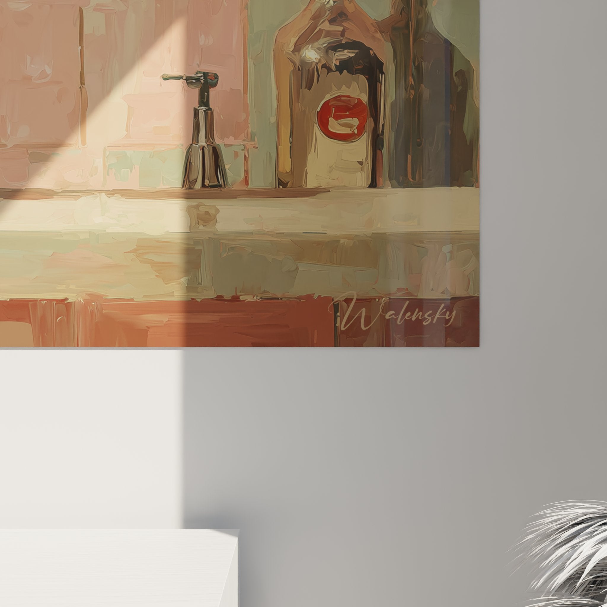 Übersicht Wandbild Katze Toyger Barkeeper, Vintage-Art-Deco-Stil für Inneneinrichtung