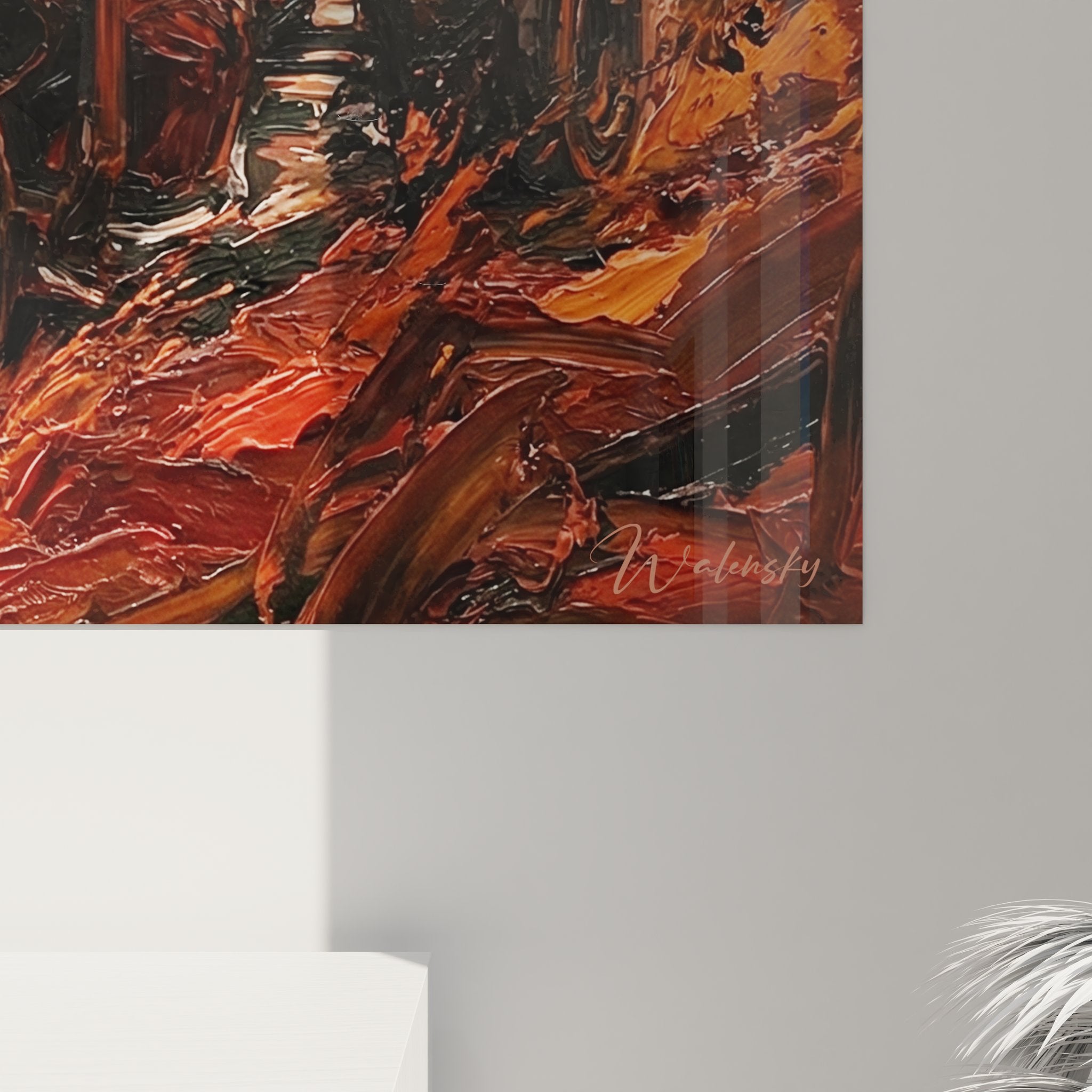 Vue d'ensemble tableau Formule 1 rouge sur mur blanc décoration art automobile