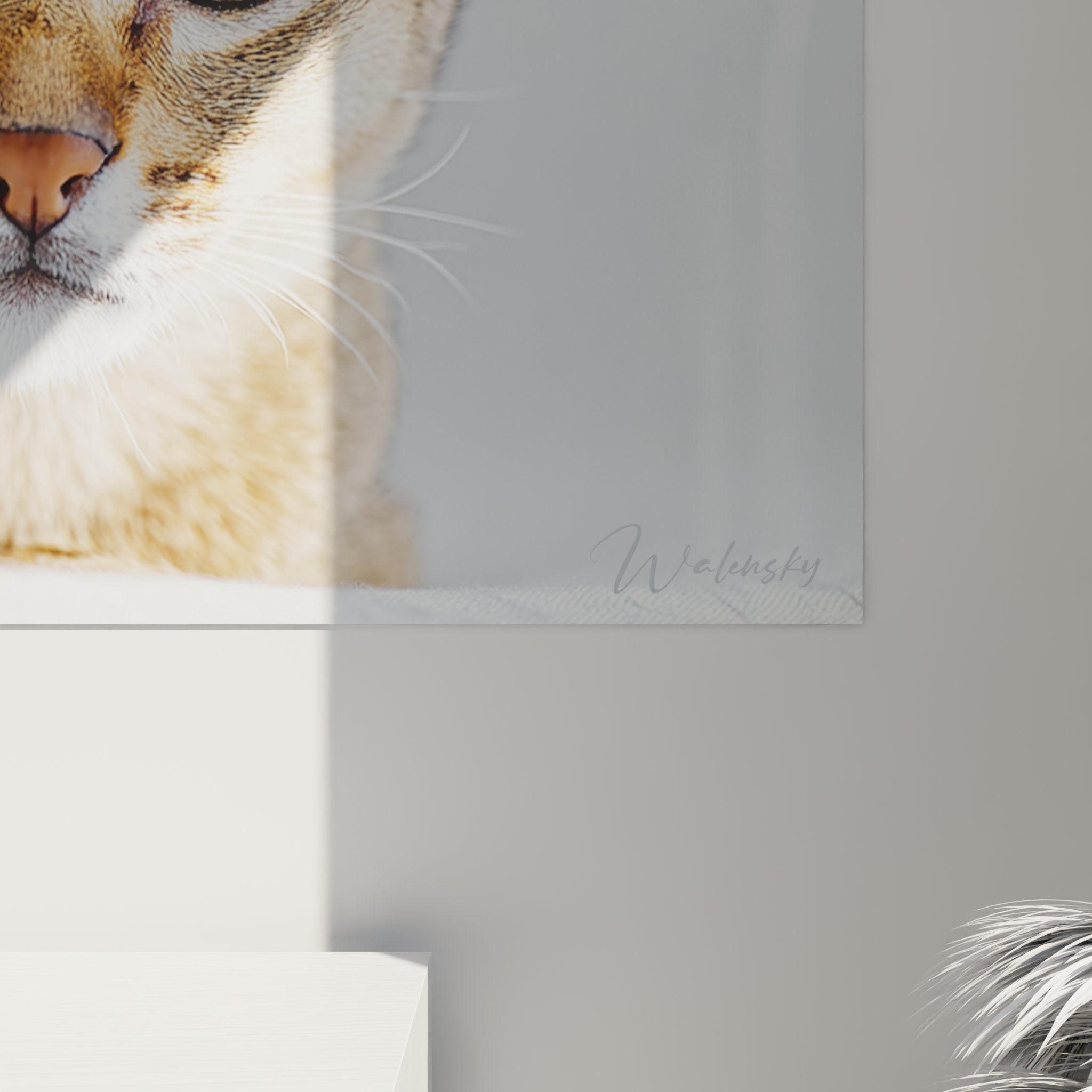 Vue d'ensemble tableau mural chat Singapura portrait artistique décoration intérieure