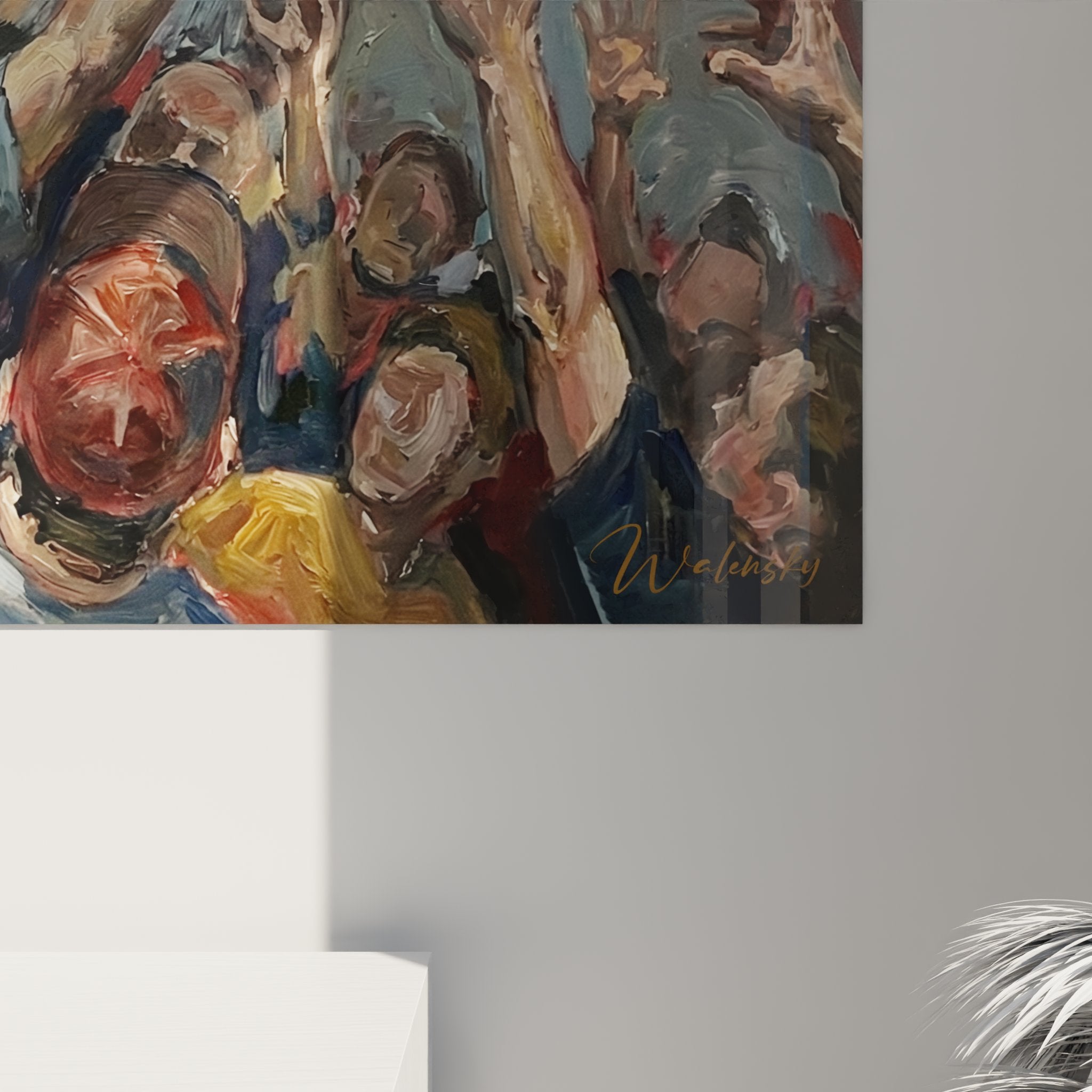 Vue ensemble tableau mural baseball foule gradins decoration interieur art sport americain