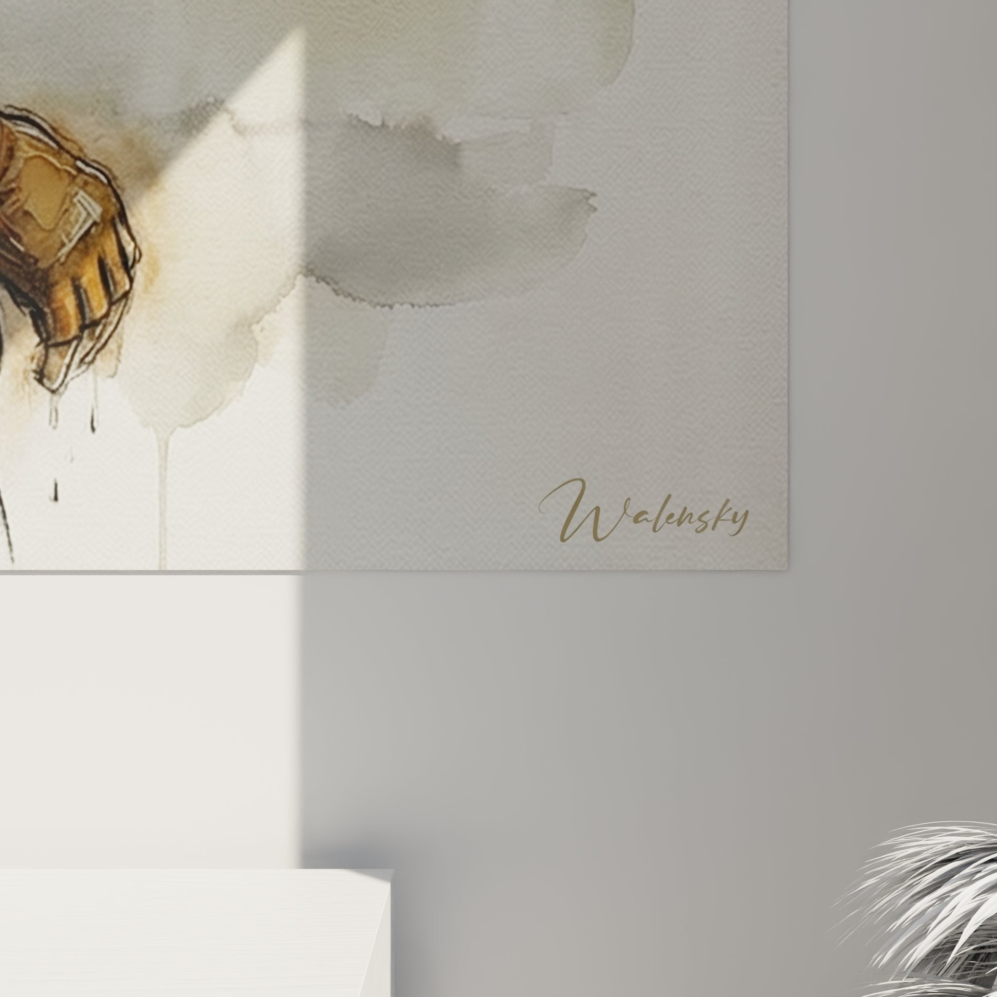 Vue ensemble tableau art paralympique fauteuil roulant decoration interieure sport inclusif aquarelle