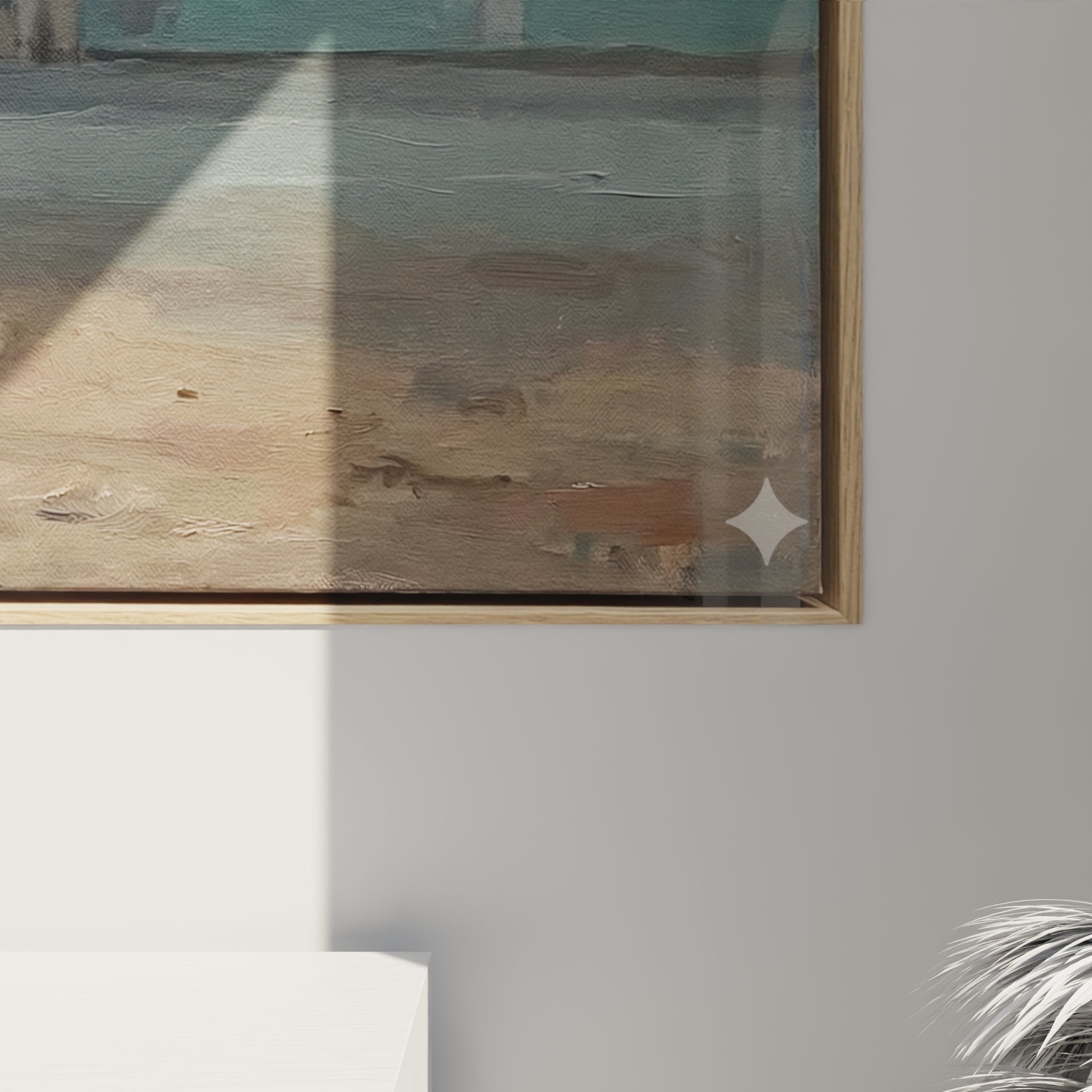 Vue d'ensemble tableau mural enfant corde a sauter exposition dans interieur contemporain decoration artistique