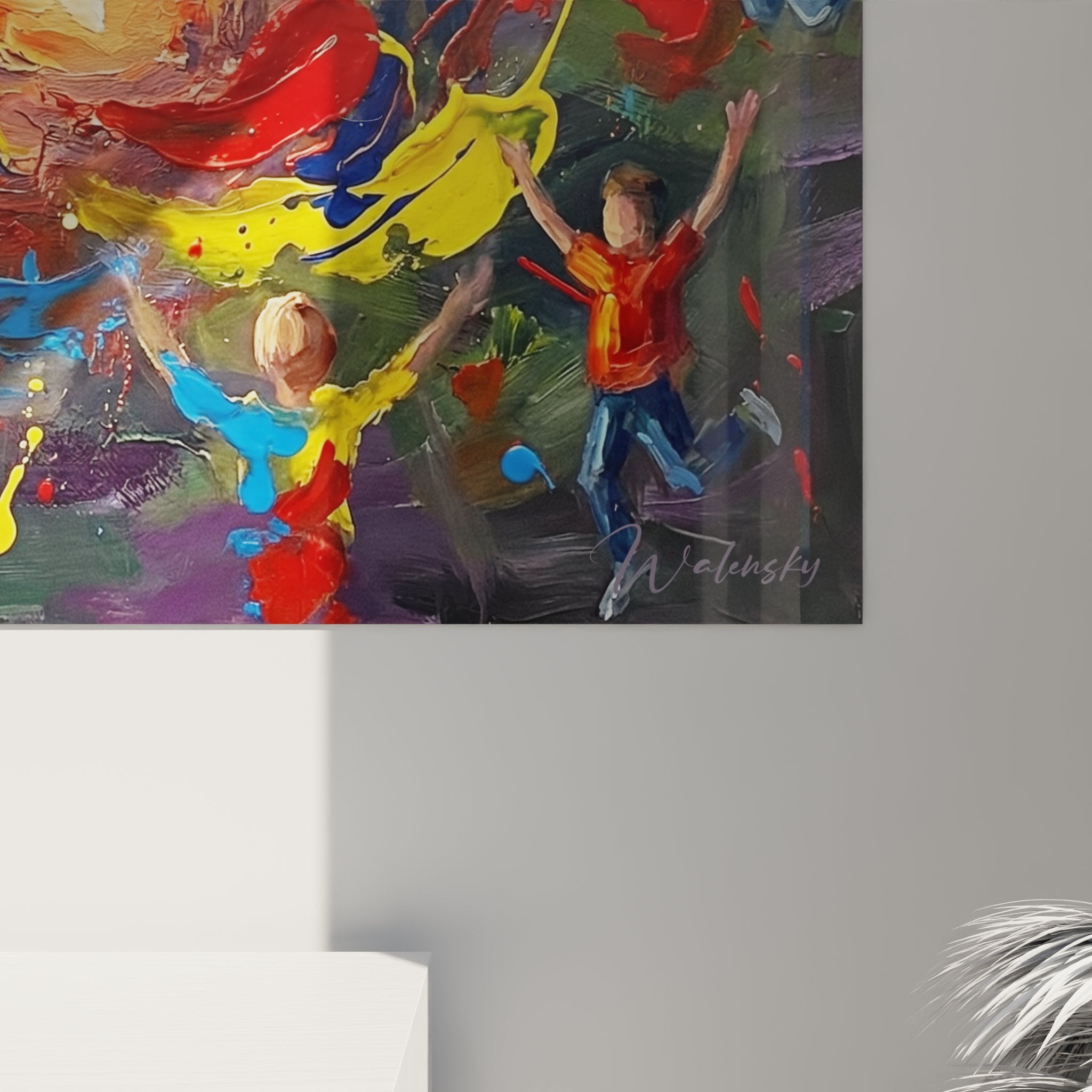 Overview of the bowling wall art in a contemporary interior with optimal lighting