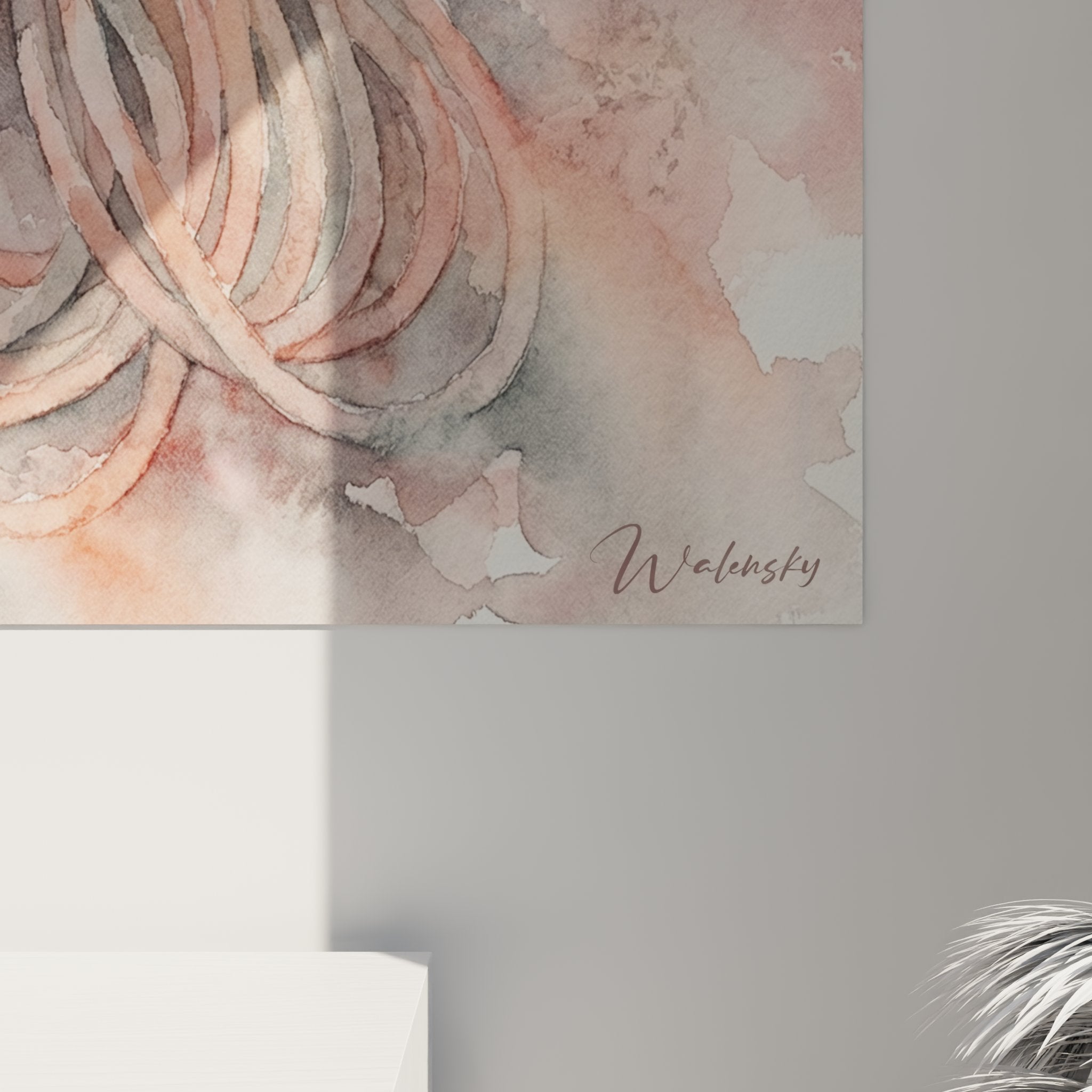 Vue ensemble tableau aquarelle corde escalade decoration murale art vertical grimpe