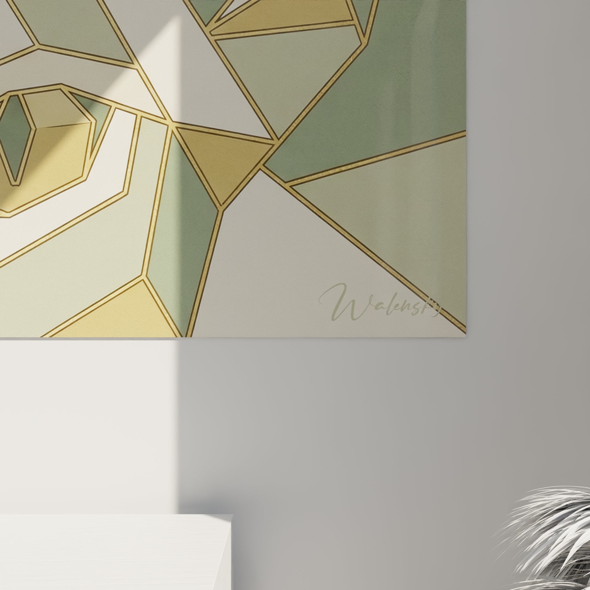 Overall view oriental cat artwork modern polygonal art wall decoration geometric style