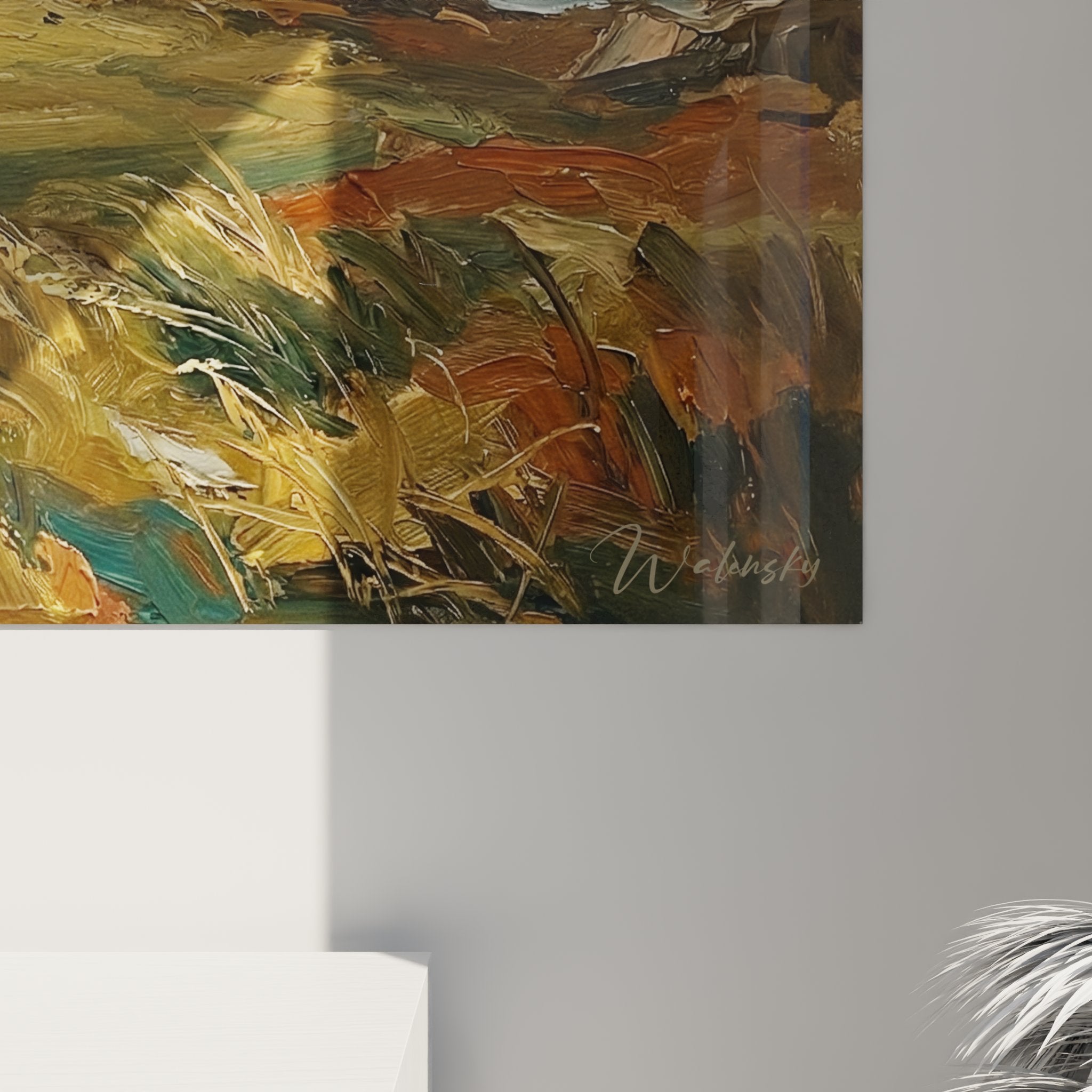 Vue d'ensemble œuvre golf paysage côtier, composition artistique fairway océan falaises