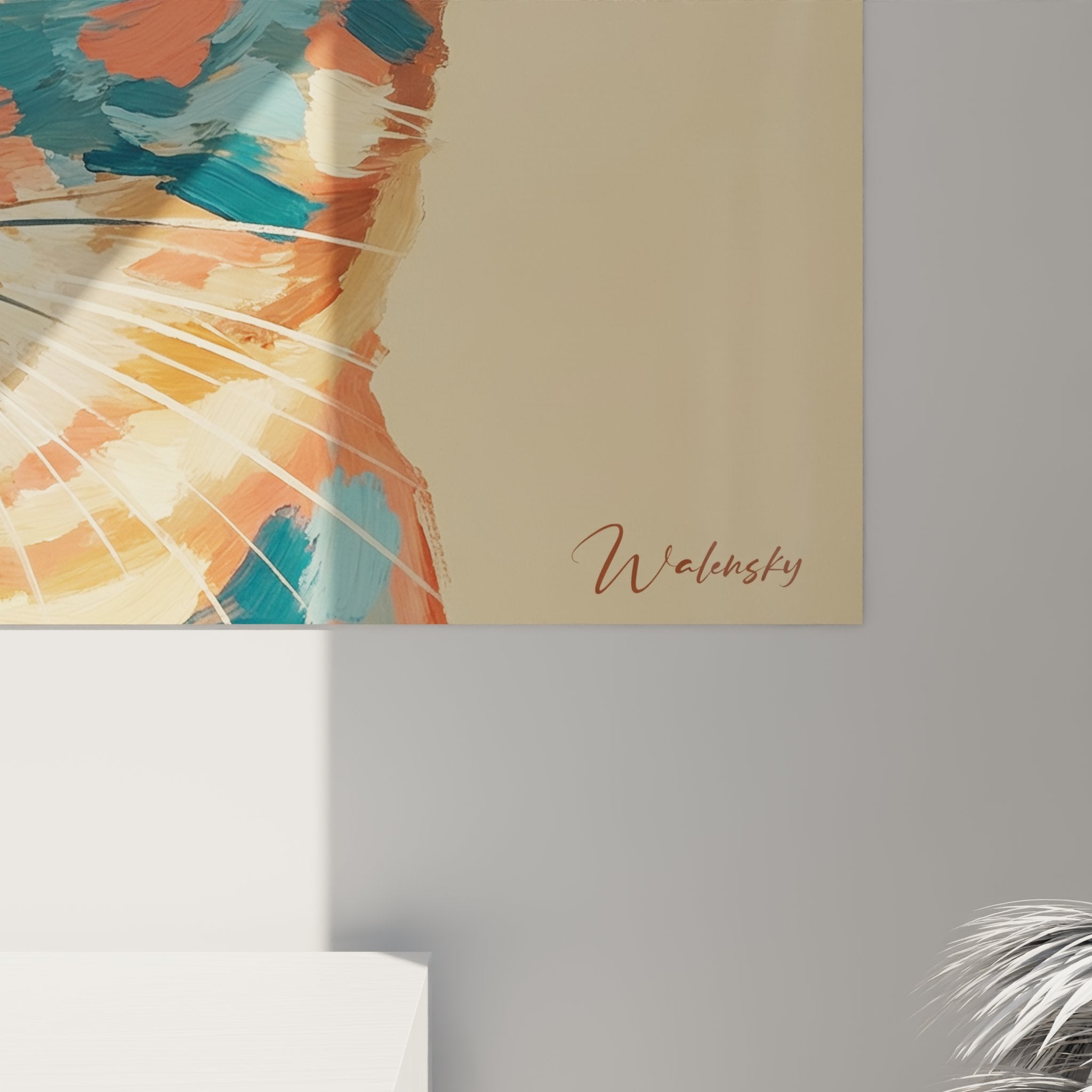 Übersicht Wandbild Katze American Shorthair künstlerisch in zeitgenössischem Interieur Wanddekoration Katzen