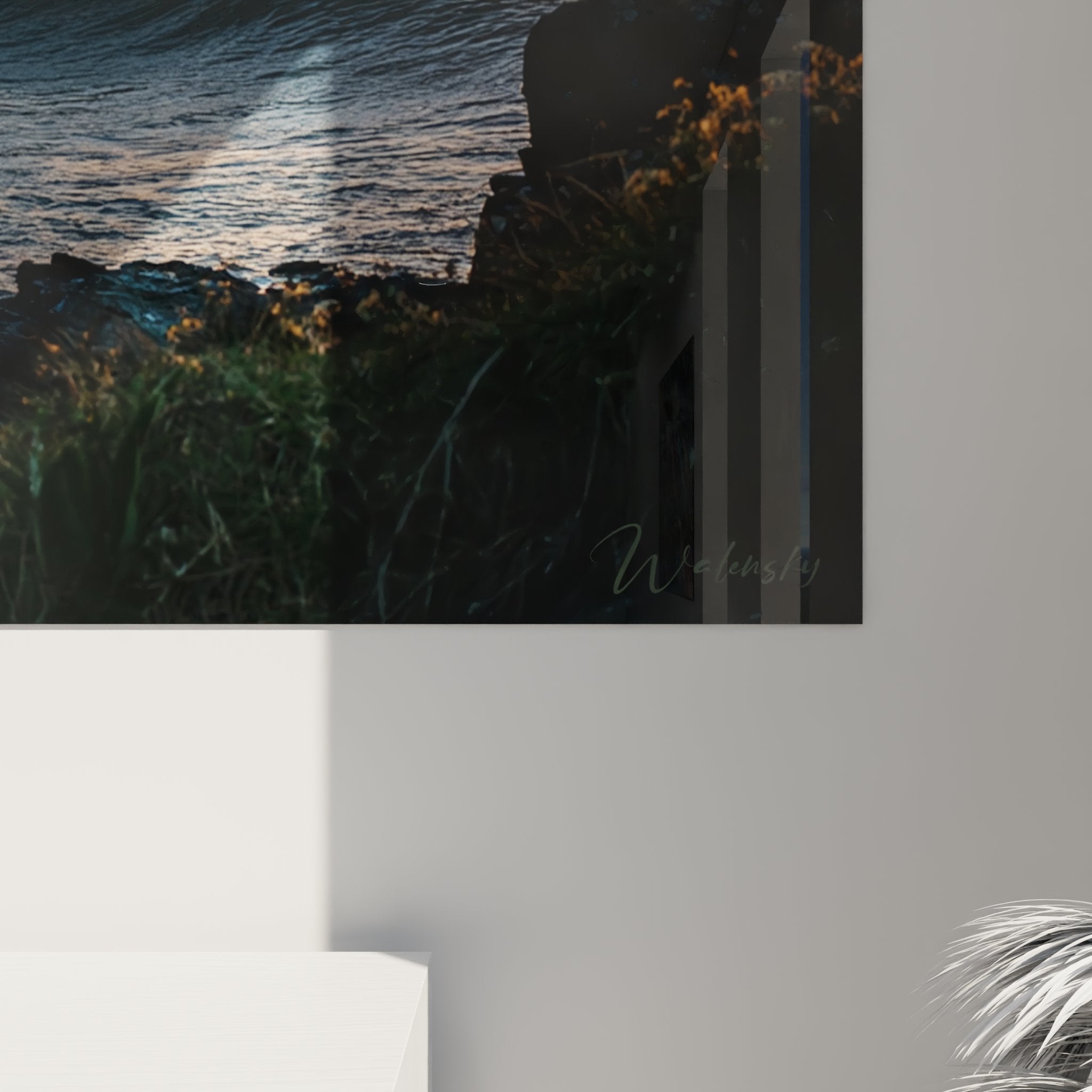 Full view wave sunset cliffs canvas - surf wall art interior decoration ocean style