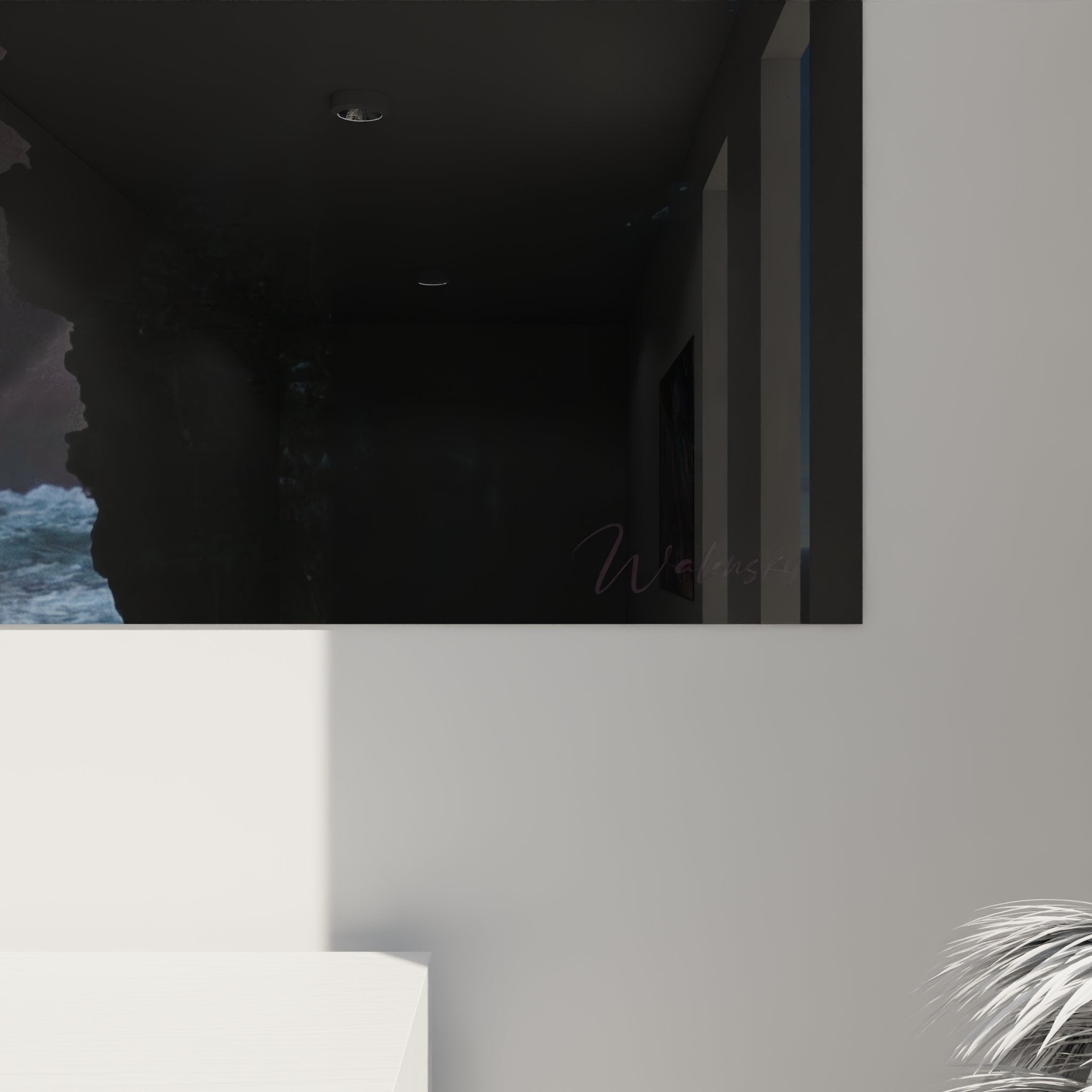 Vista complessiva quadro gatto Manx paesaggio marino, decorazione murale soggiorno moderno stile natura