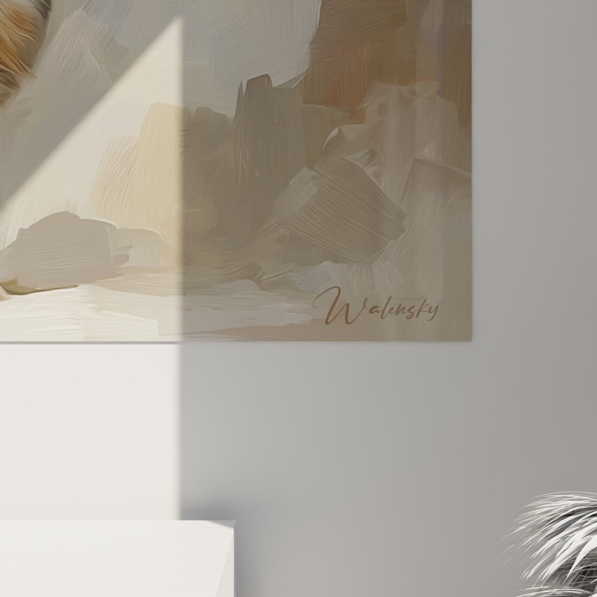 Vue ensemble tableau mural chat American Shorthair ecaille decoration interieur moderne style contemporain