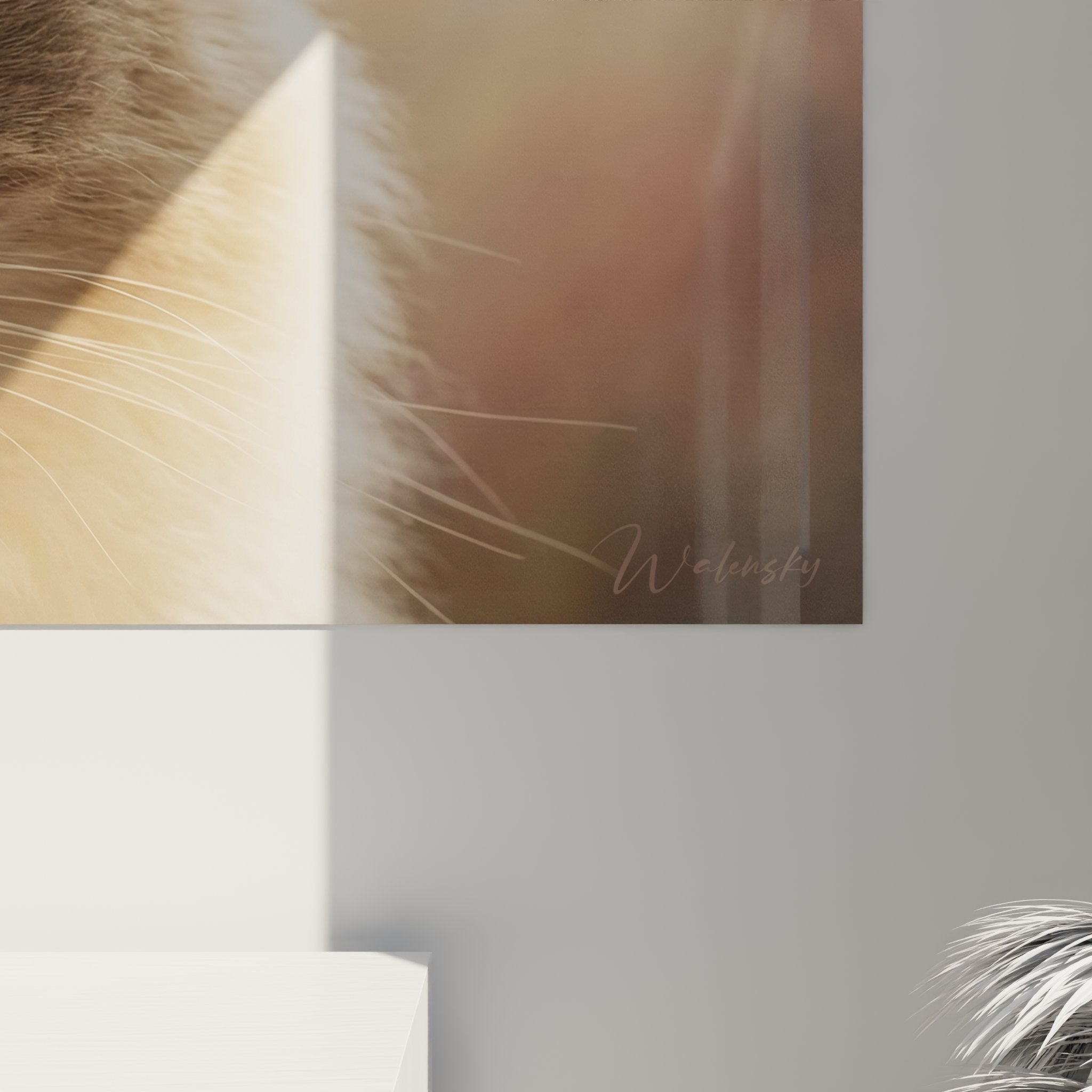 Vista d'insieme quadro murale gatto Ragdoll, arte felina moderna per decorazione d'interni