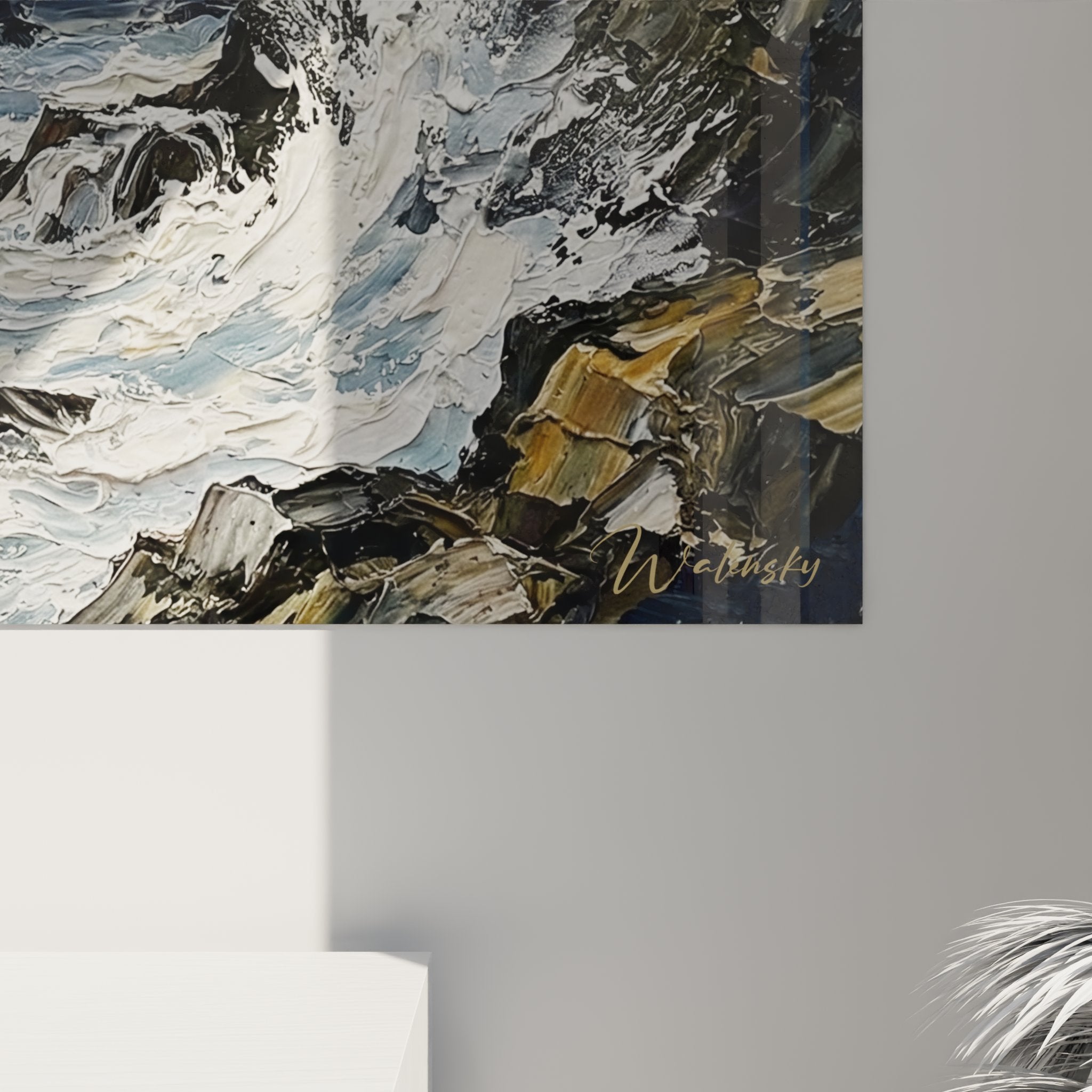 Vue ensemble tableau maritime breton tempête phare, art mural côte atlantique décoration intérieure